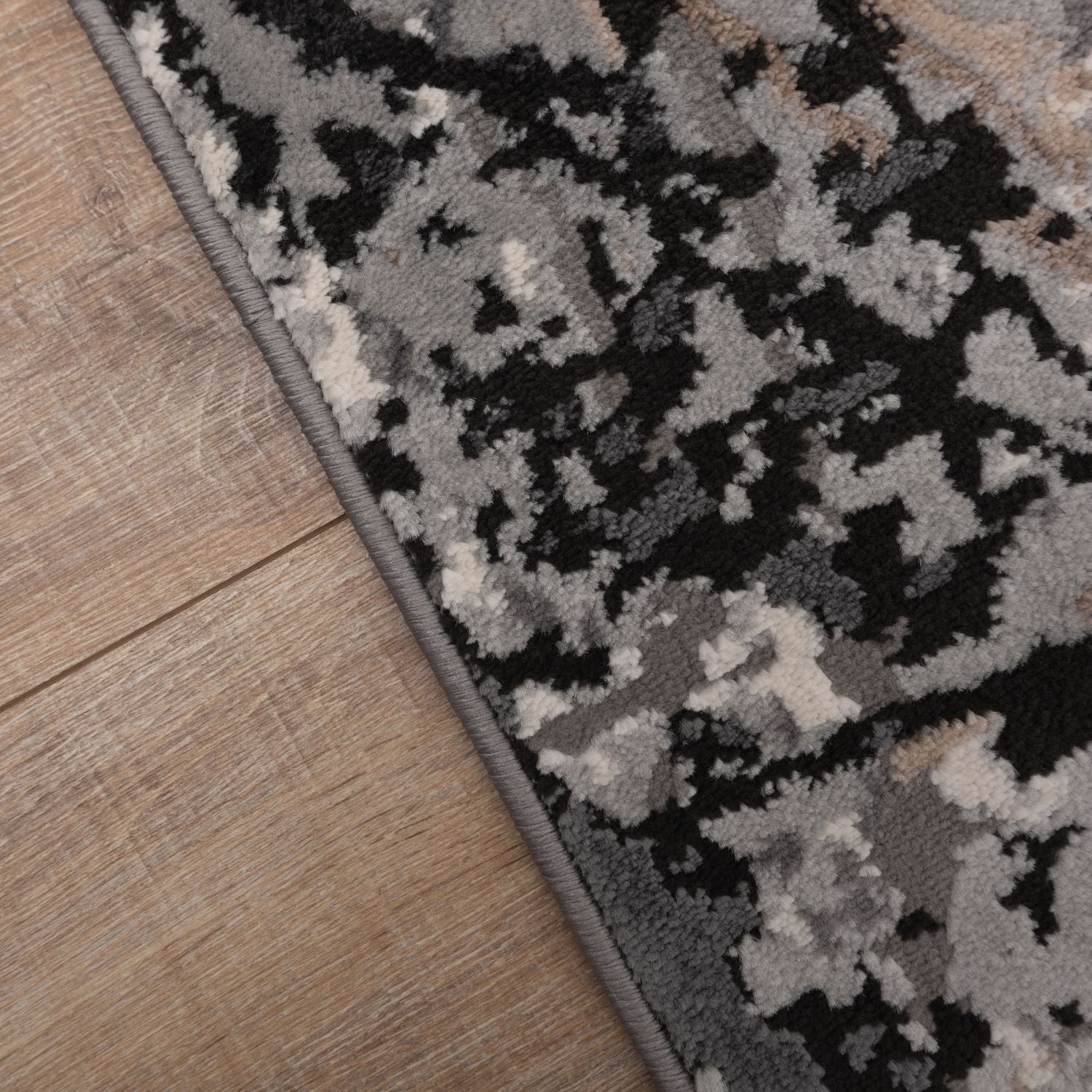 Zwart met Beige Tapijt Marmer Design Laagpolig Vloerkleed Omid Impressive