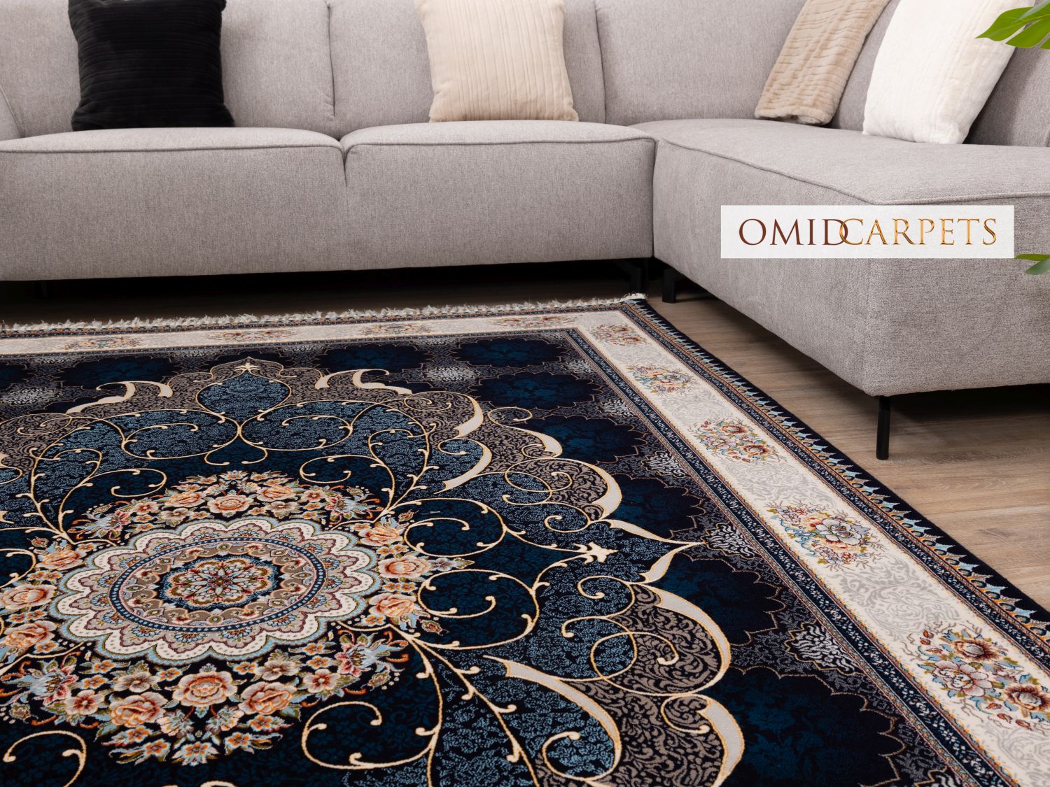 قالین 700 شانه * Blauw Tapijt Laagpolig Klassiek Vloerkleed - Omid Premium Classic - 1,5 Miljoen punten/m²
