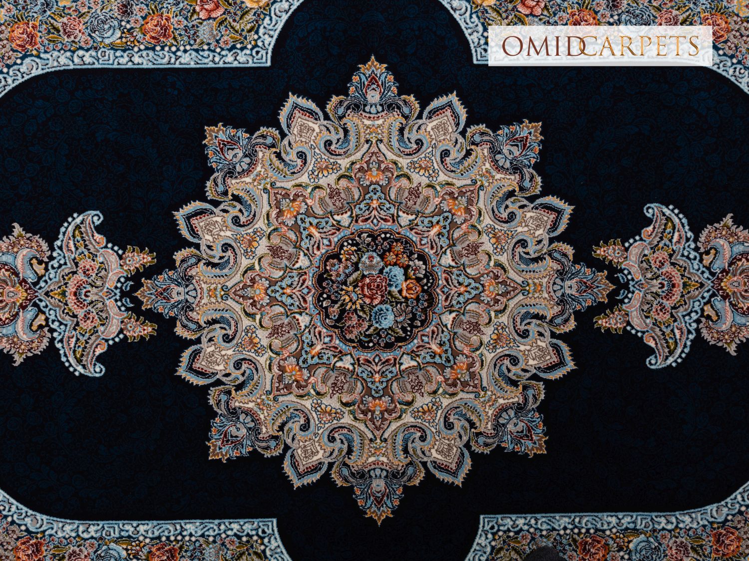 قالین 700 شانه * Blauw Tapijt Laagpolig Klassiek Vloerkleed - Omid Premium Classic - 1,5 Miljoen punten/m²