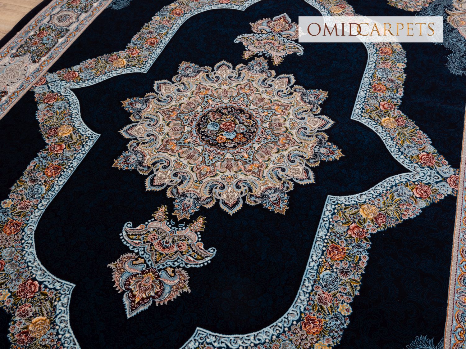 قالین 700 شانه * Blauw Tapijt Laagpolig Klassiek Vloerkleed - Omid Premium Classic - 1,5 Miljoen punten/m²