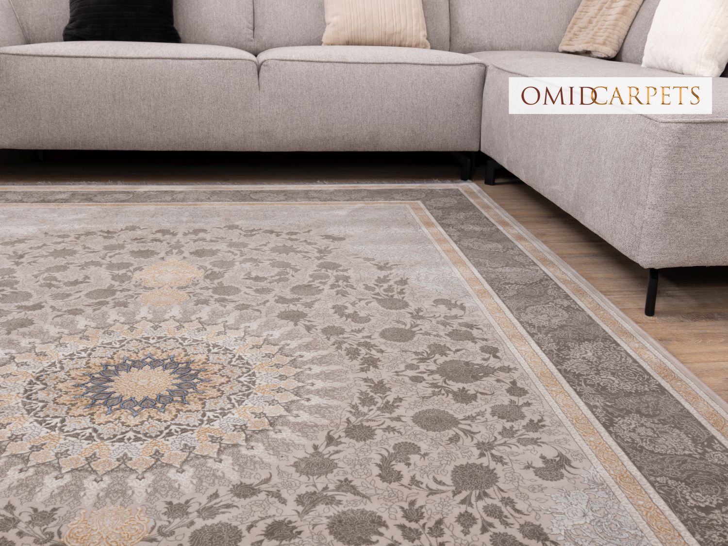 قالین 1200 شانه * Grijs Tapijt Laagpolig Klassiek Vloerkleed - Omid Premium Classic Hand Look - 3 Miljoen punten/m²