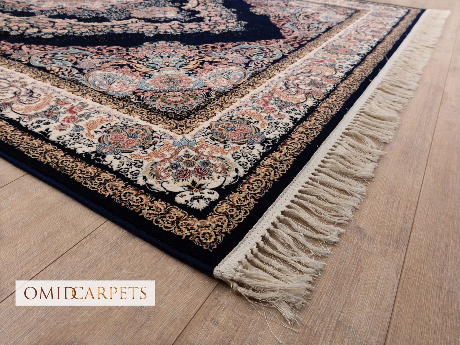 قالین 1200 شانه * Blauw Tapijt Laagpolig Klassiek Vloerkleed - Omid Premium Classic Hand Look - 3 Miljoen punten/m²