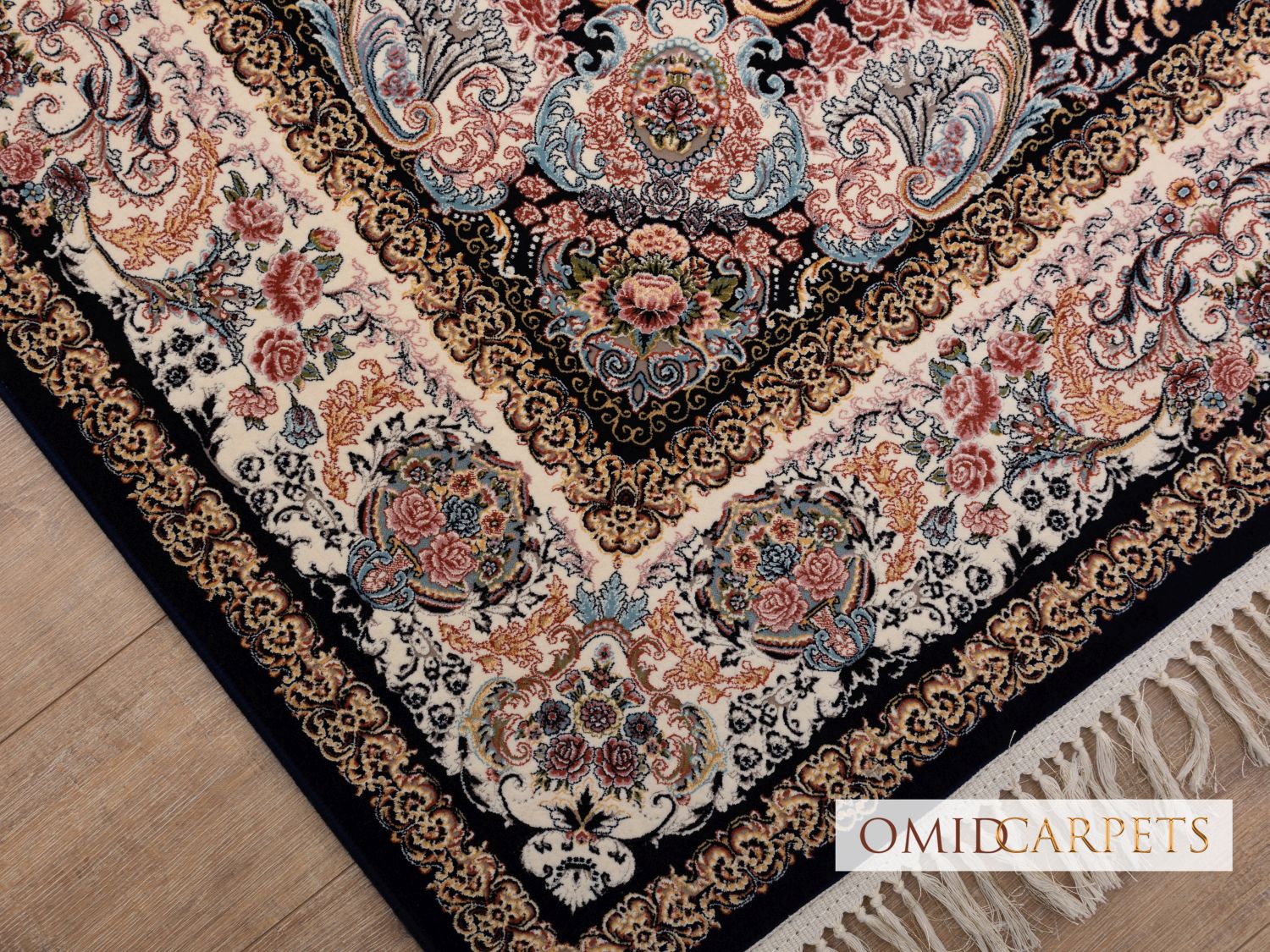 قالین 1200 شانه * Blauw Tapijt Laagpolig Klassiek Vloerkleed - Omid Premium Classic Hand Look - 3 Miljoen punten/m²