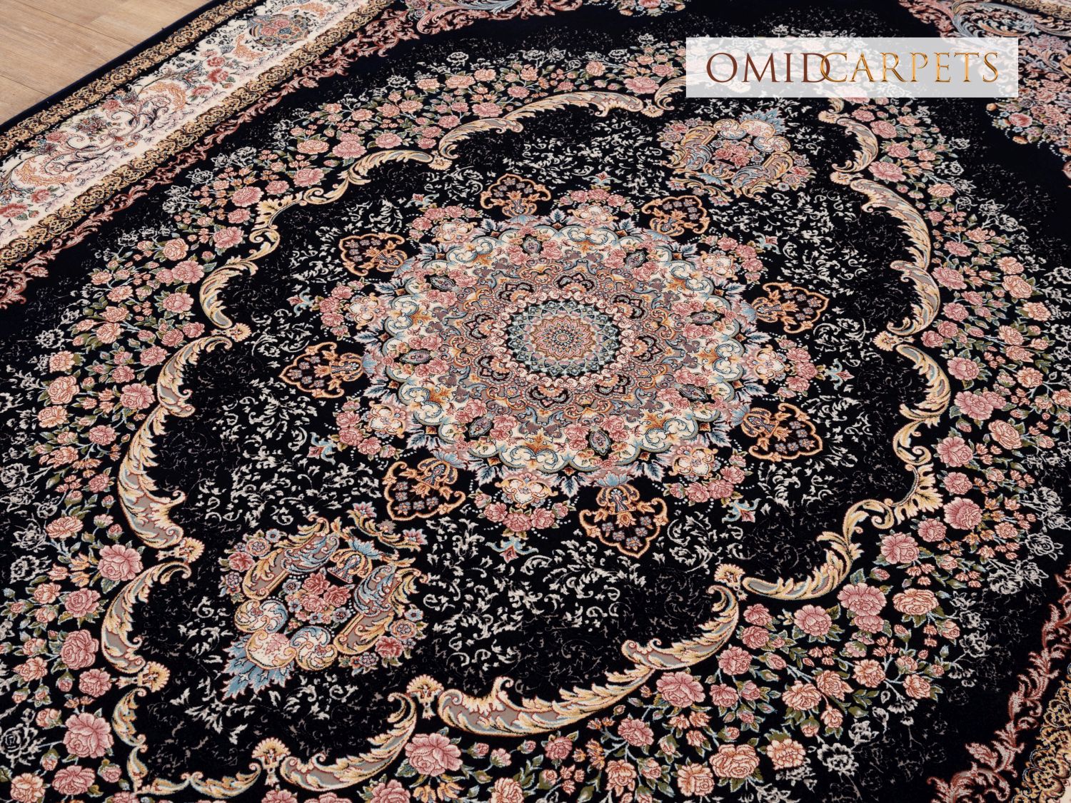 قالین 1200 شانه * Blauw Tapijt Laagpolig Klassiek Vloerkleed - Omid Premium Classic Hand Look - 3 Miljoen punten/m²