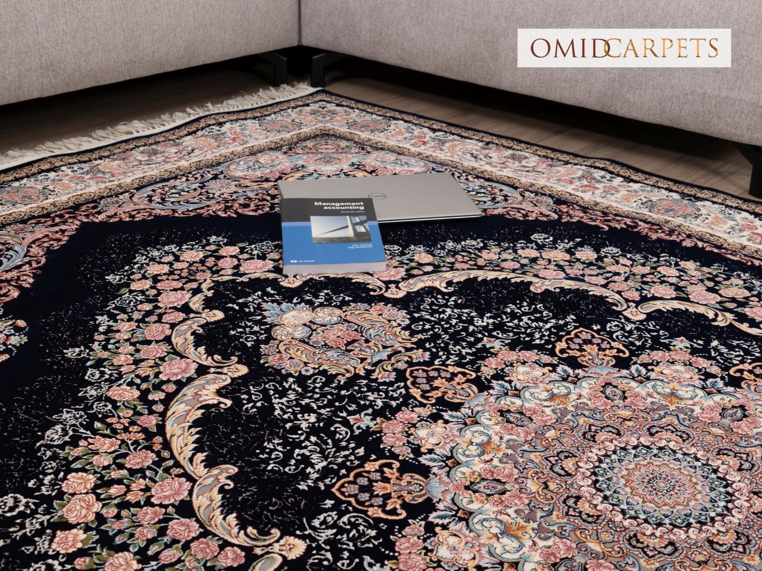 قالین 1200 شانه * Blauw Tapijt Laagpolig Klassiek Vloerkleed - Omid Premium Classic Hand Look - 3 Miljoen punten/m²