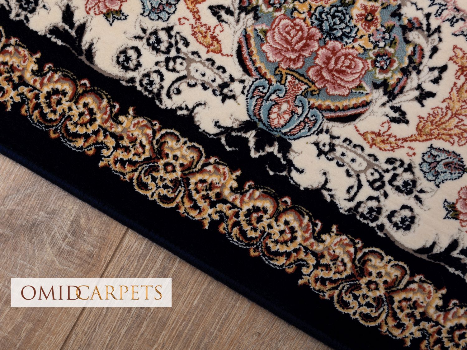 قالین 1200 شانه * Blauw Tapijt Laagpolig Klassiek Vloerkleed - Omid Premium Classic Hand Look - 3 Miljoen punten/m²