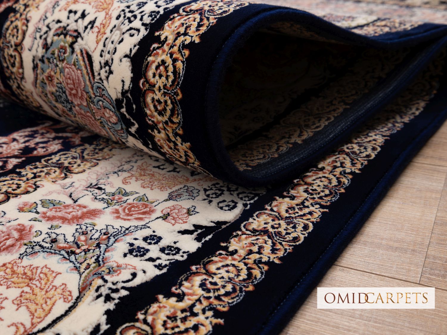 قالین 1200 شانه * Blauw Tapijt Laagpolig Klassiek Vloerkleed - Omid Premium Classic Hand Look - 3 Miljoen punten/m²