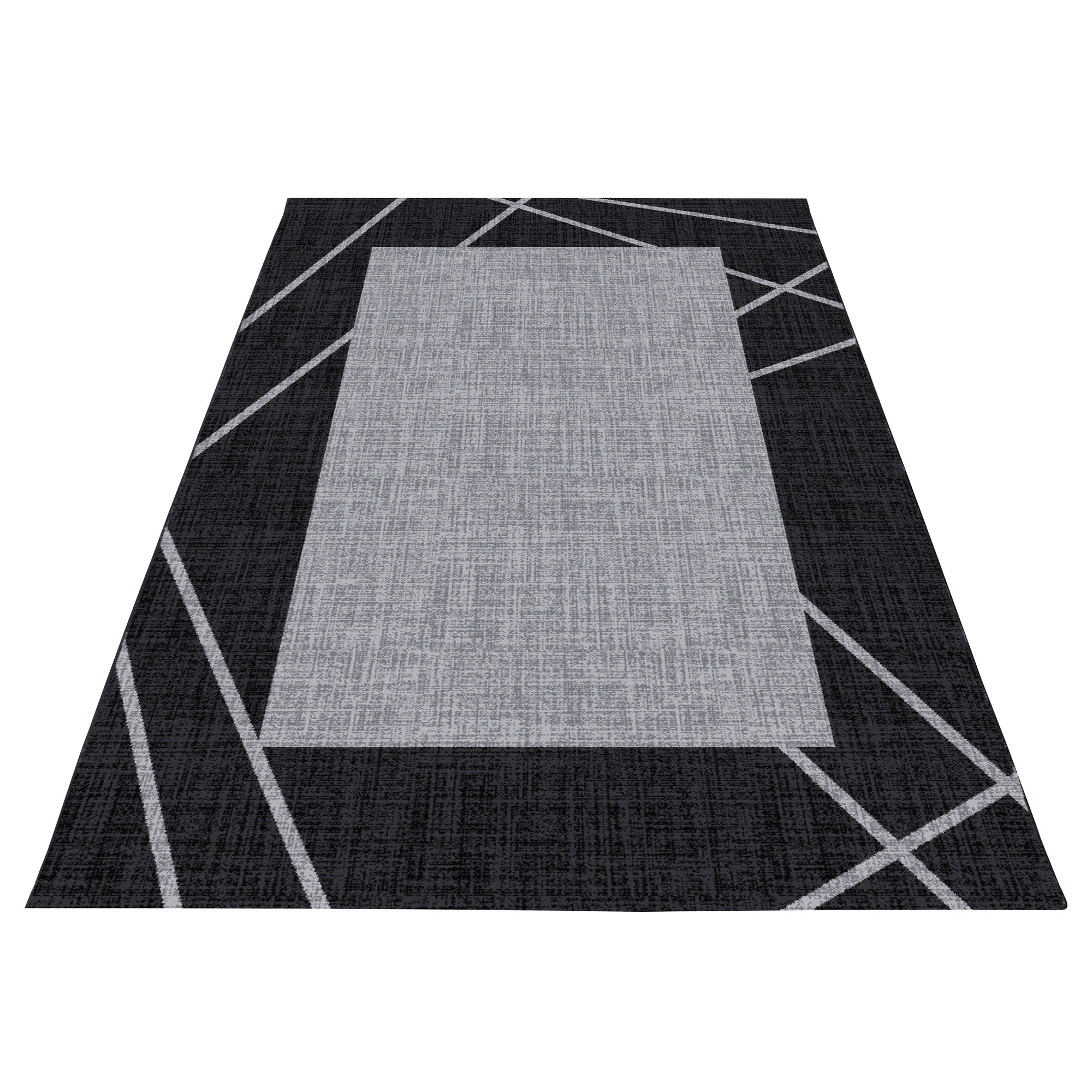 Zwart Tapijt Laagpolig Vloerkleed Omid Run - Omid Carpets