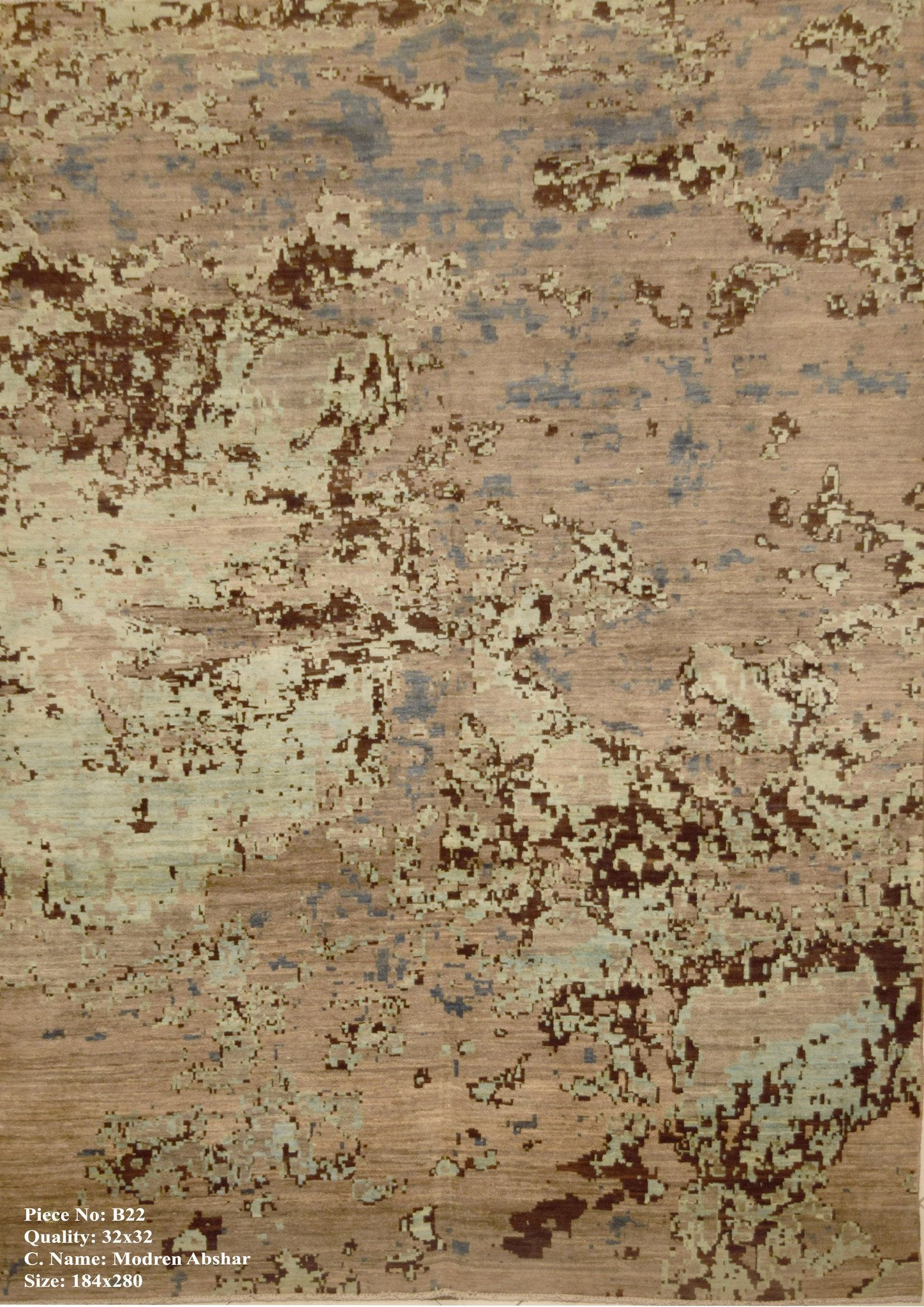 Jackson Pollock Geïnspireerde Fluweelblauwe Tapijt 280x184 - Omid Carpets