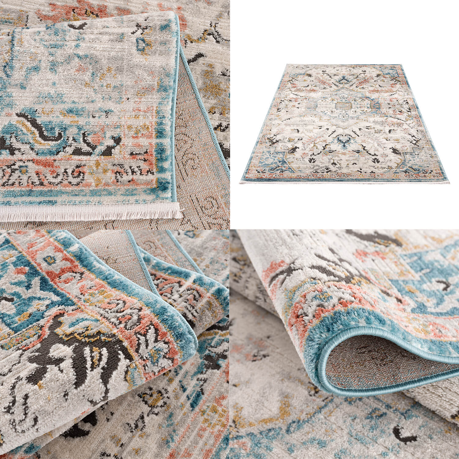 Blauw Tapijt Laagpolig Vintage Vloerkleed - Omid Vintage Lifestyle 6 - Omid Carpets