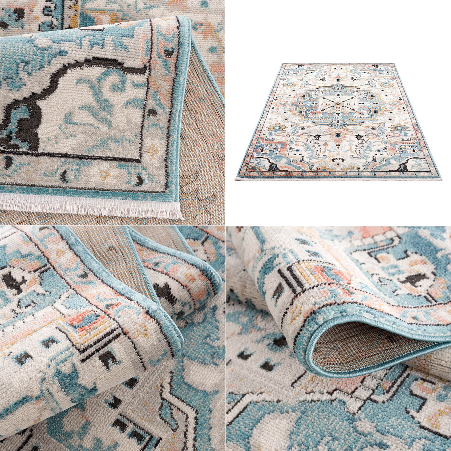 Blauw Tapijt Laagpolig Vintage Vloerkleed - Omid Vintage Lifestyle 2 - Omid Carpets