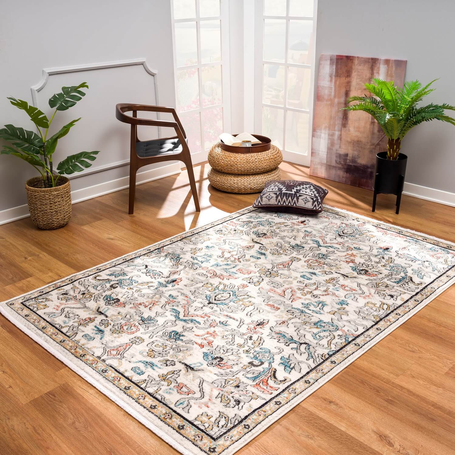 Blauw Tapijt Laagpolig Vintage Vloerkleed - Omid Vintage Lifestyle 1 - Omid Carpets