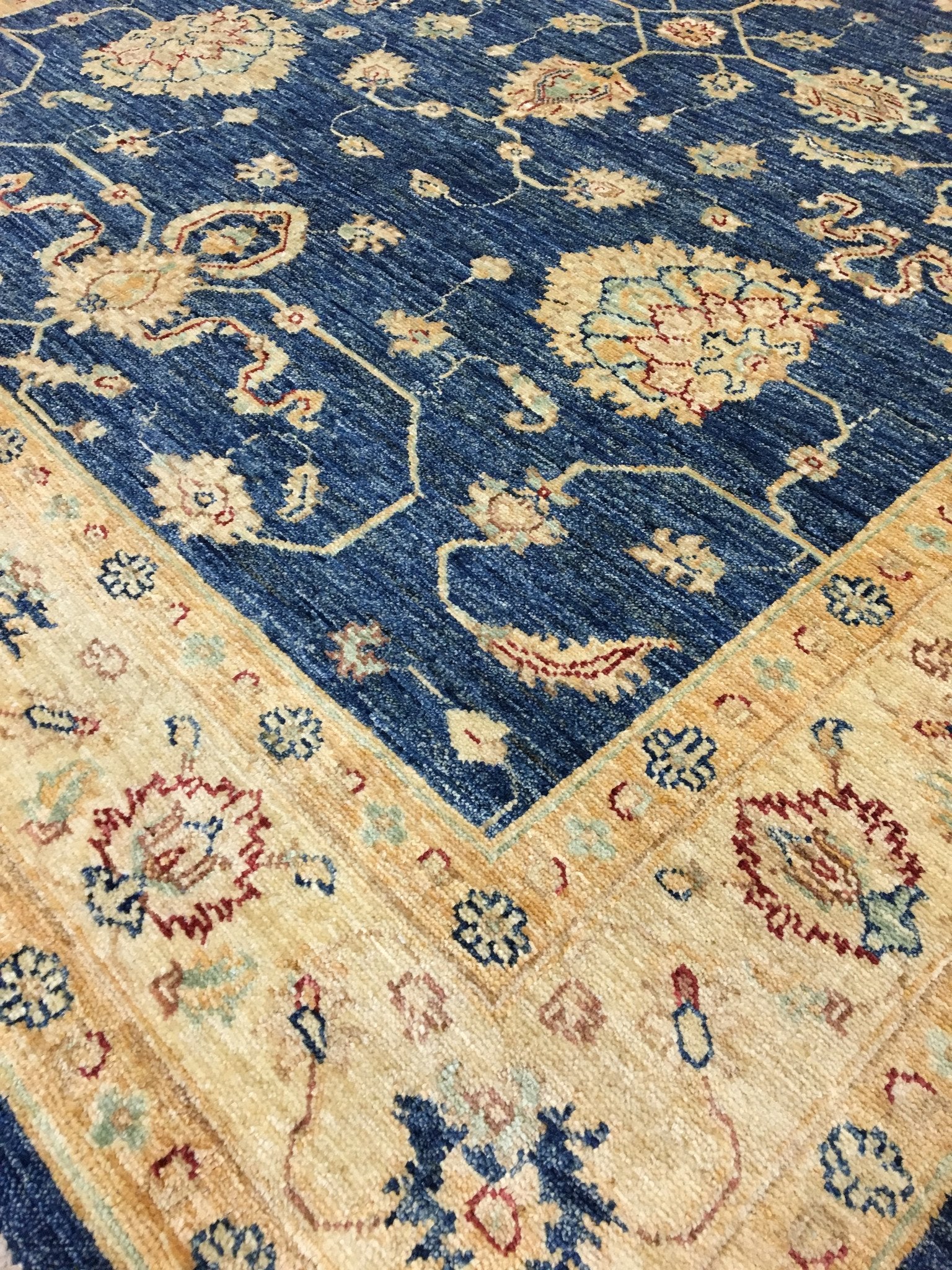 Marine Blauwe Ziegler Tapijt 203x149 - Omid Carpets