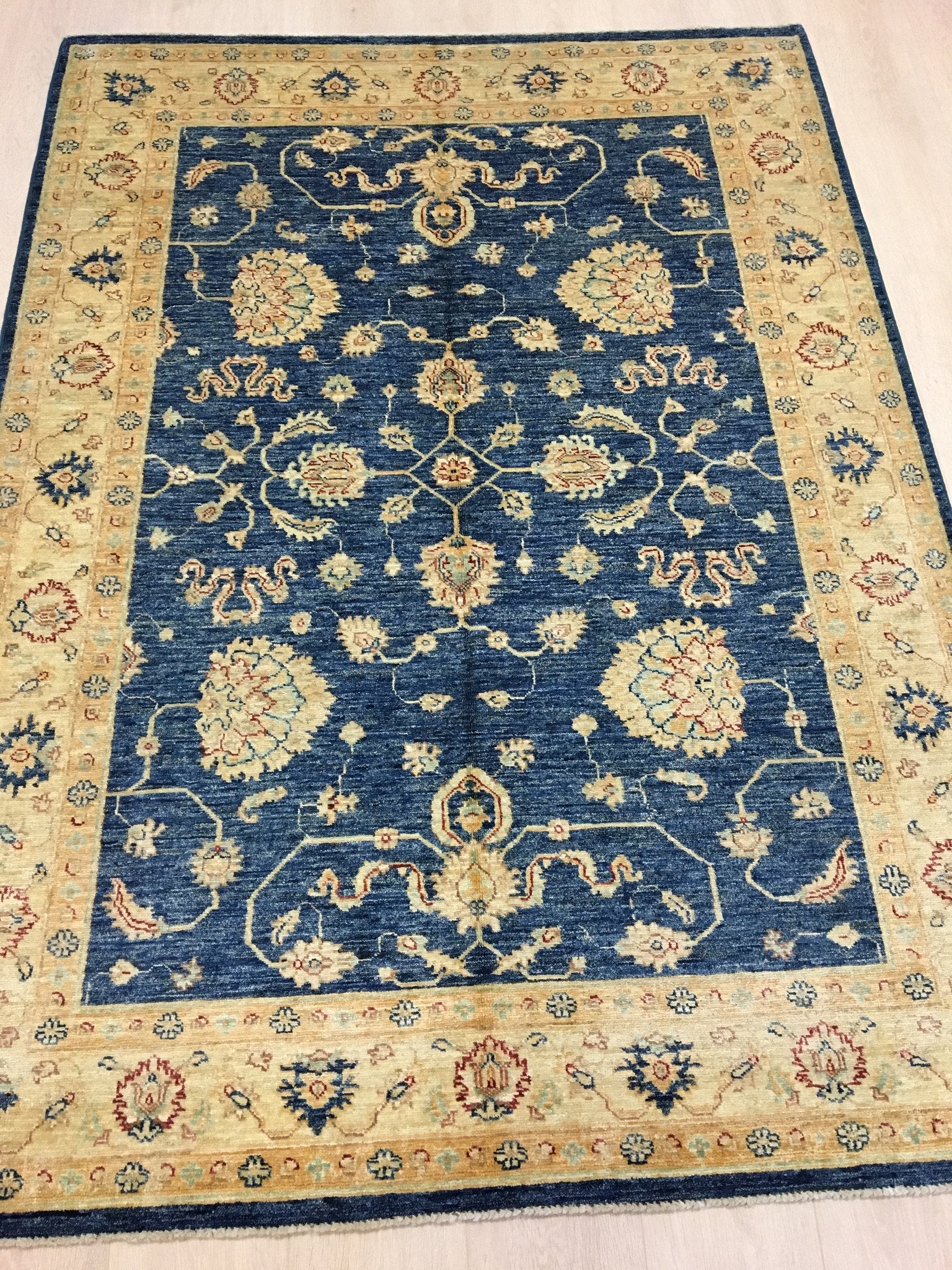 Marine Blauwe Ziegler Tapijt 203x149 - Omid Carpets