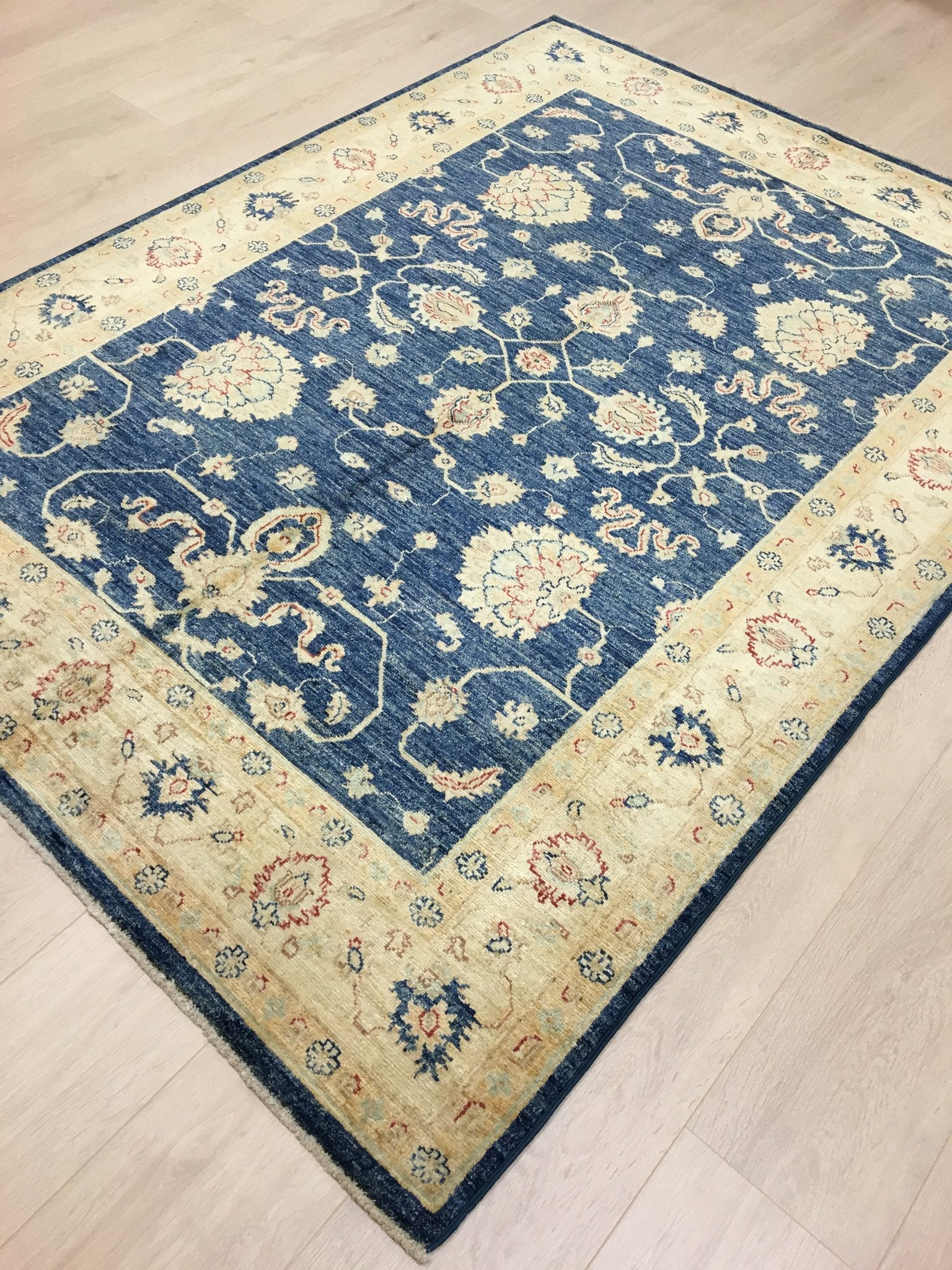 Marine Blauwe Ziegler Tapijt 203x149 - Omid Carpets