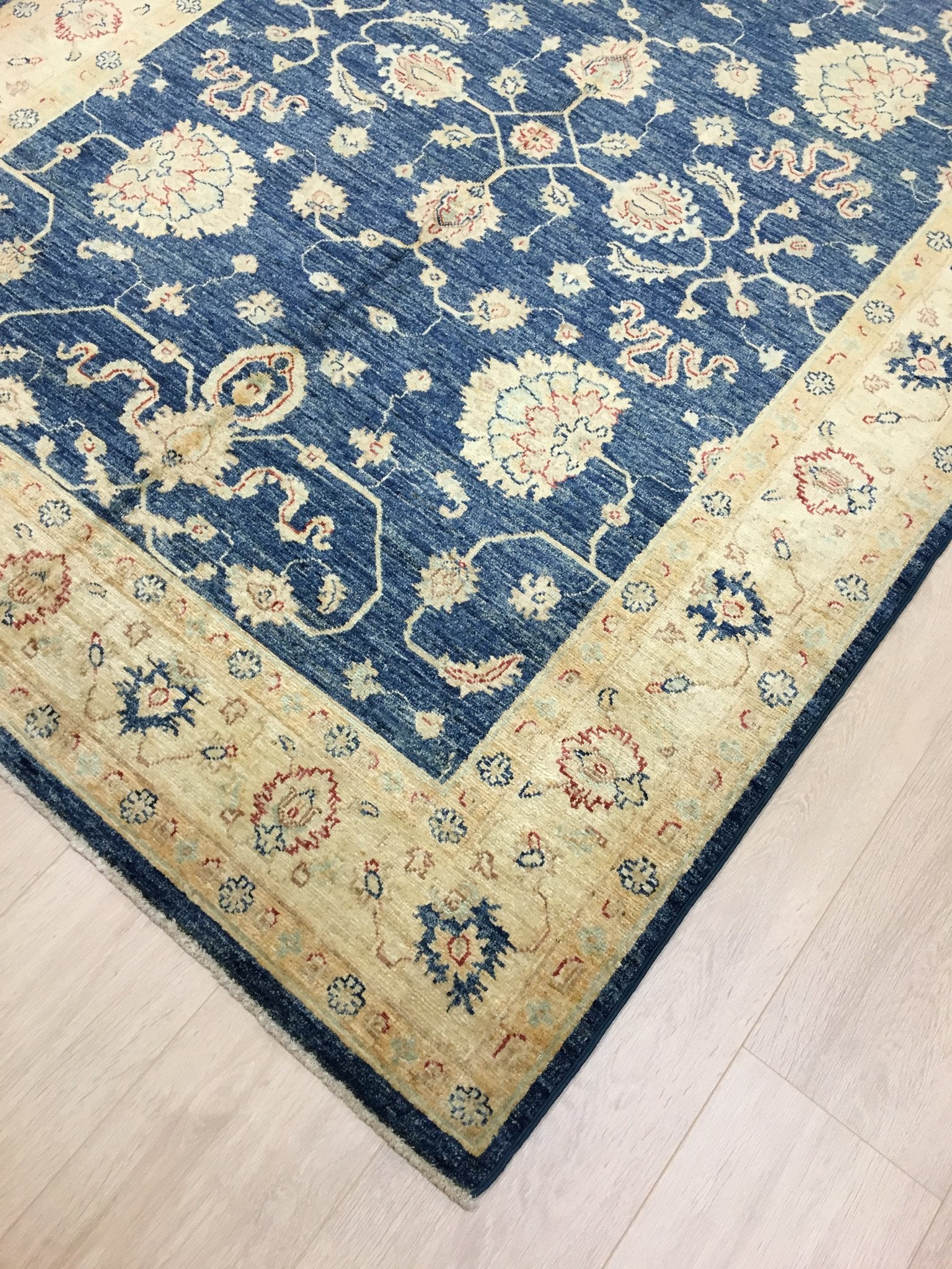 Marine Blauwe Ziegler Tapijt 203x149 - Omid Carpets