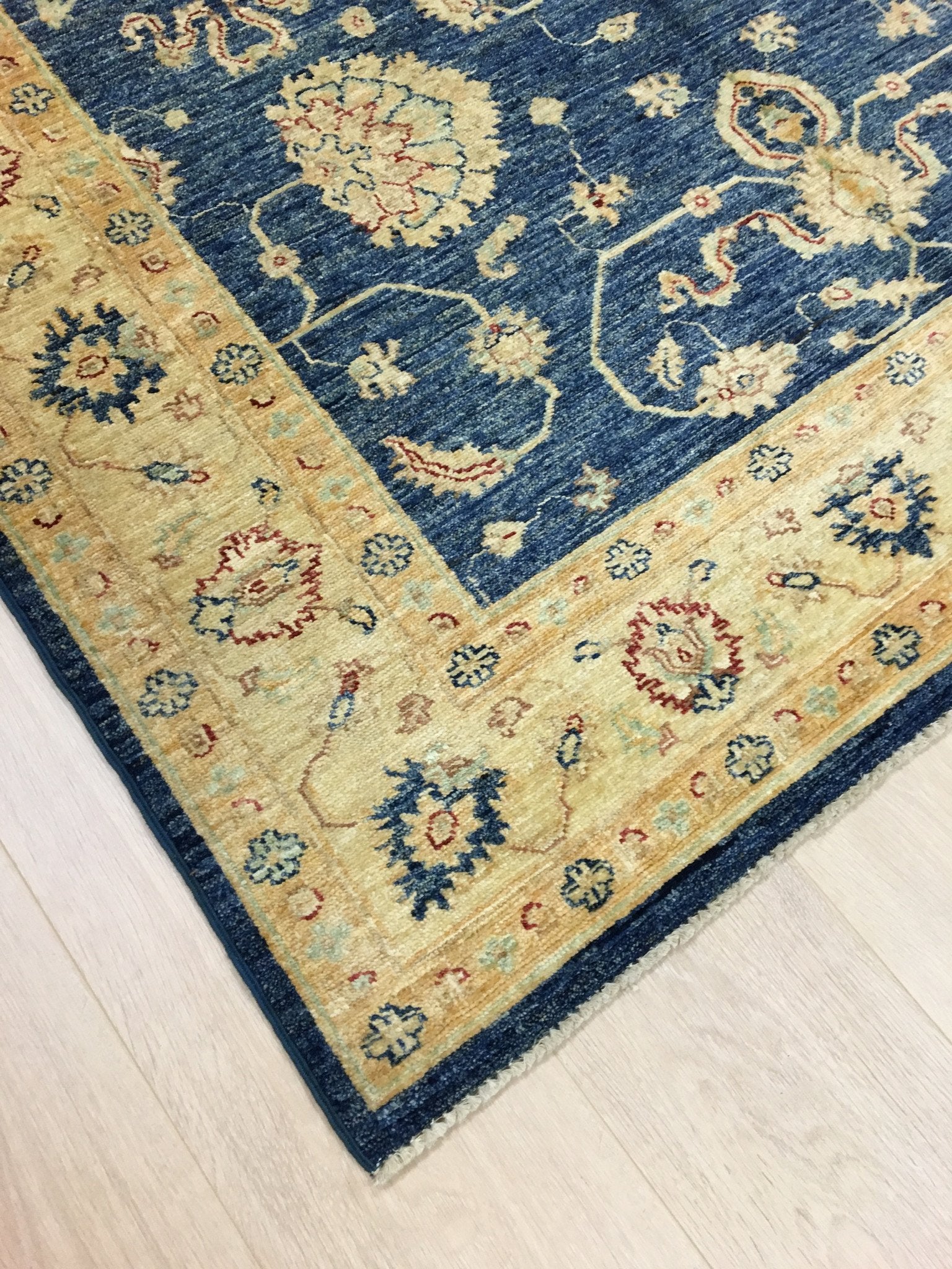 Marine Blauwe Ziegler Tapijt 203x149 - Omid Carpets