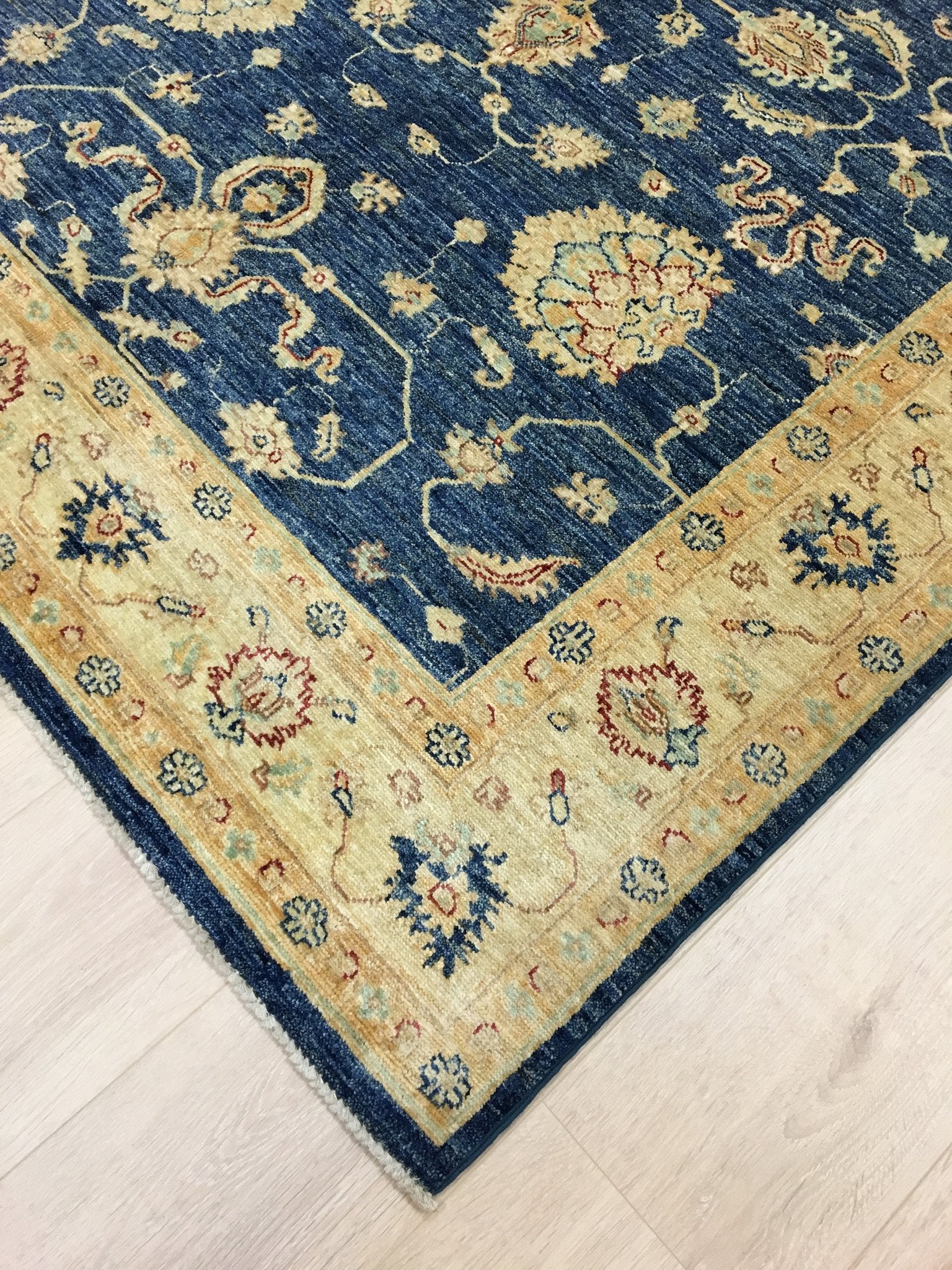 Marine Blauwe Ziegler Tapijt 203x149 - Omid Carpets