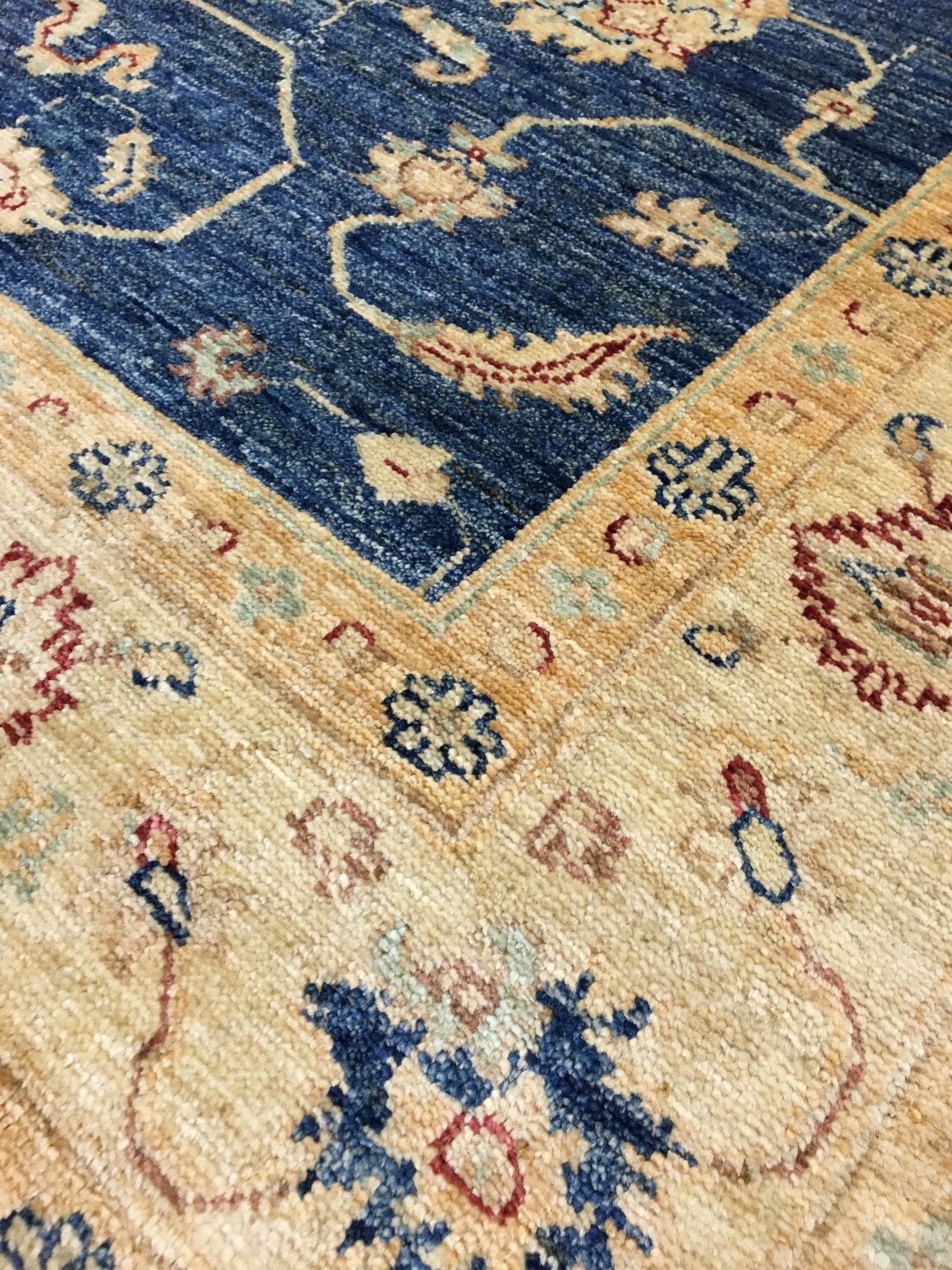 Marine Blauwe Ziegler Tapijt 203x149 - Omid Carpets