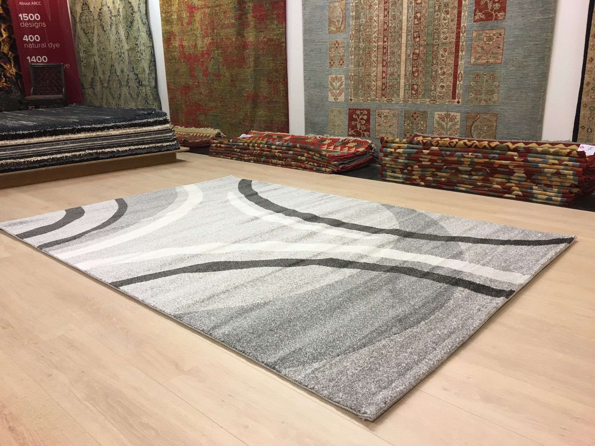 Licht Grijze Golven Tapijt - Omid Carpets