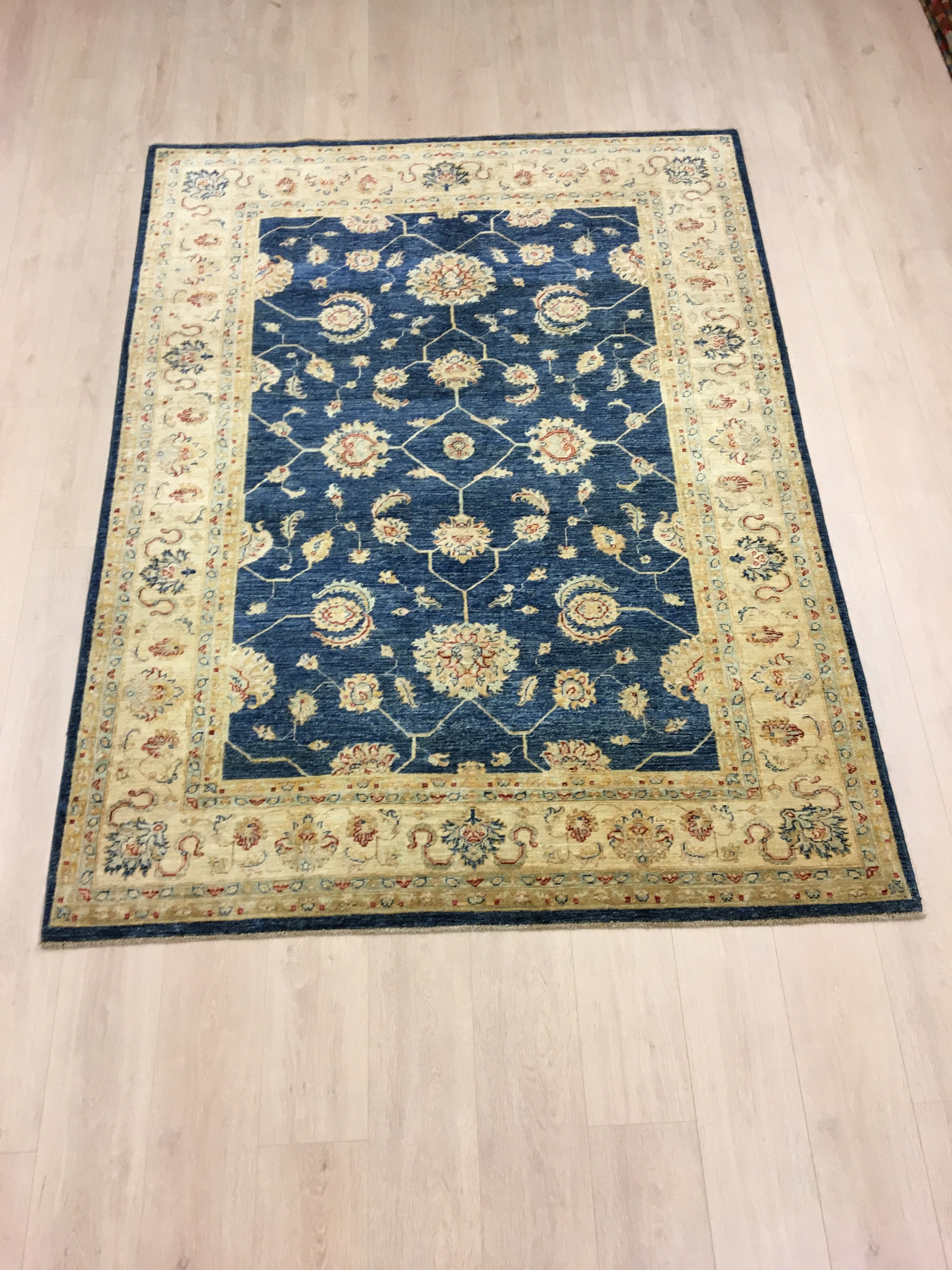 Marine Blauwe Ziegler Tapijt 232x173 - Omid Carpets