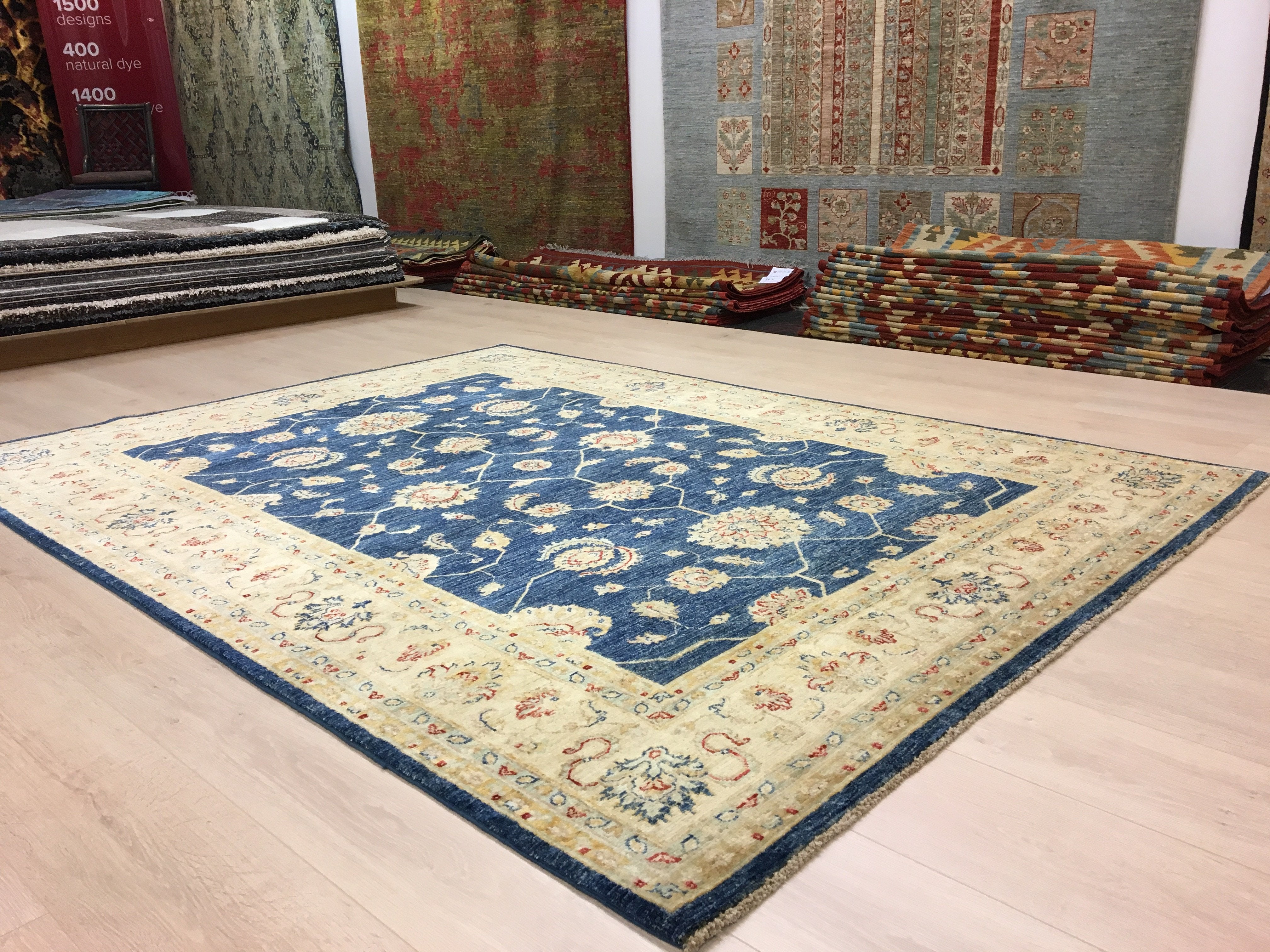 Marine Blauwe Ziegler Tapijt 232x173 - Omid Carpets