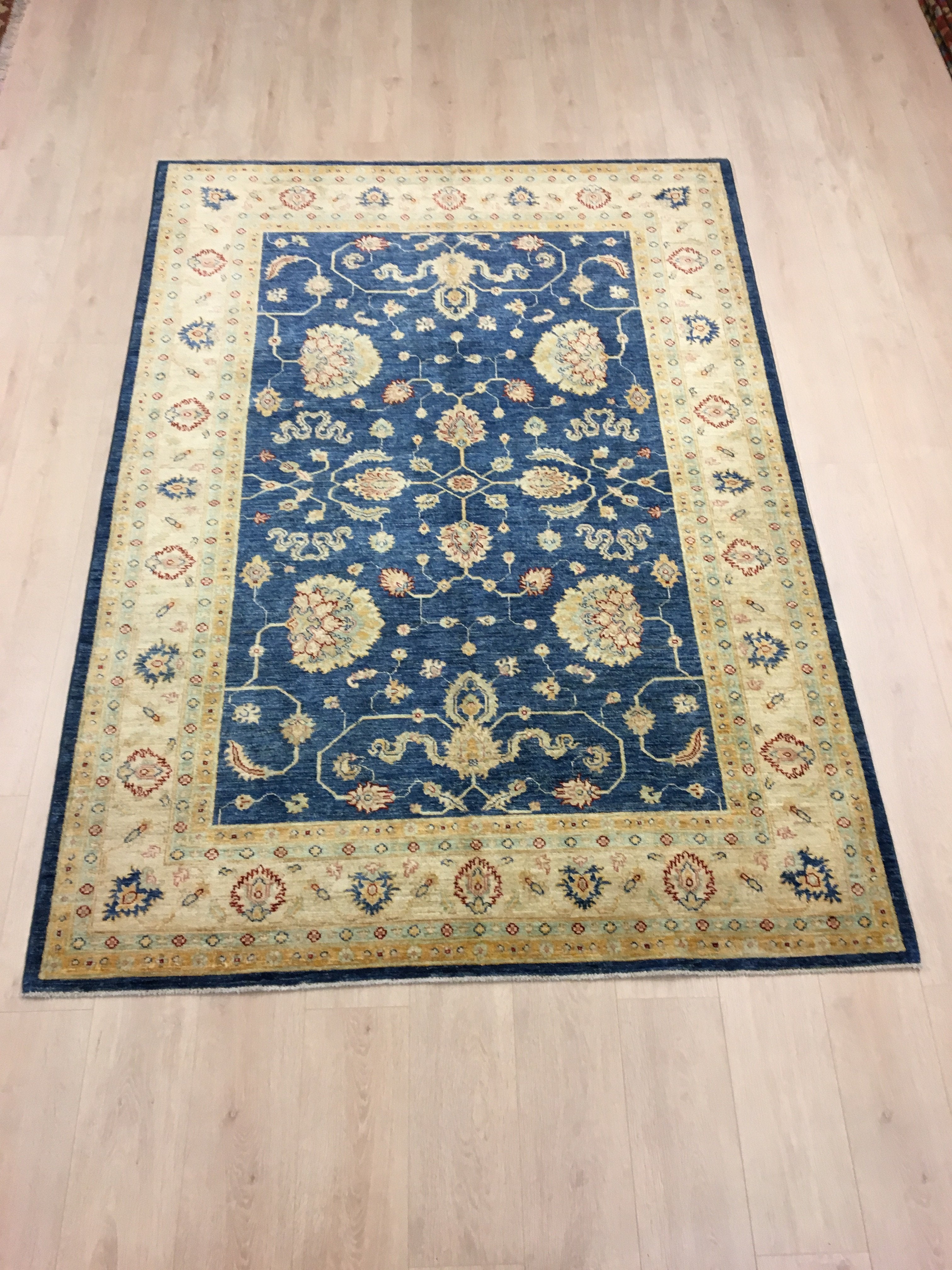 Fluweel Blauwe Ziegler Tapijt 243x175 - Omid Carpets
