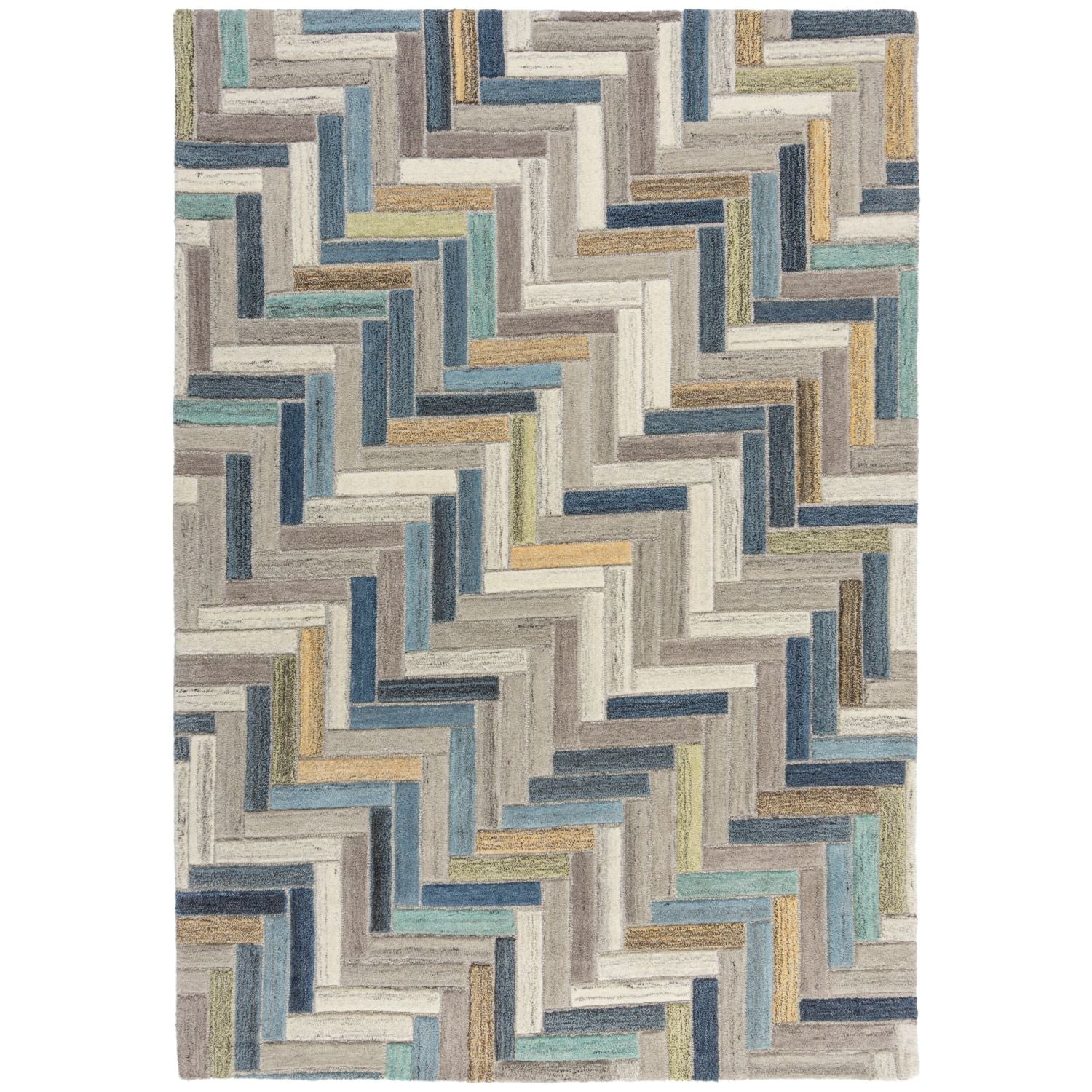 Beige Tapijt Laagpolig Wollen Vloerkleed - Omid Geometric Wool