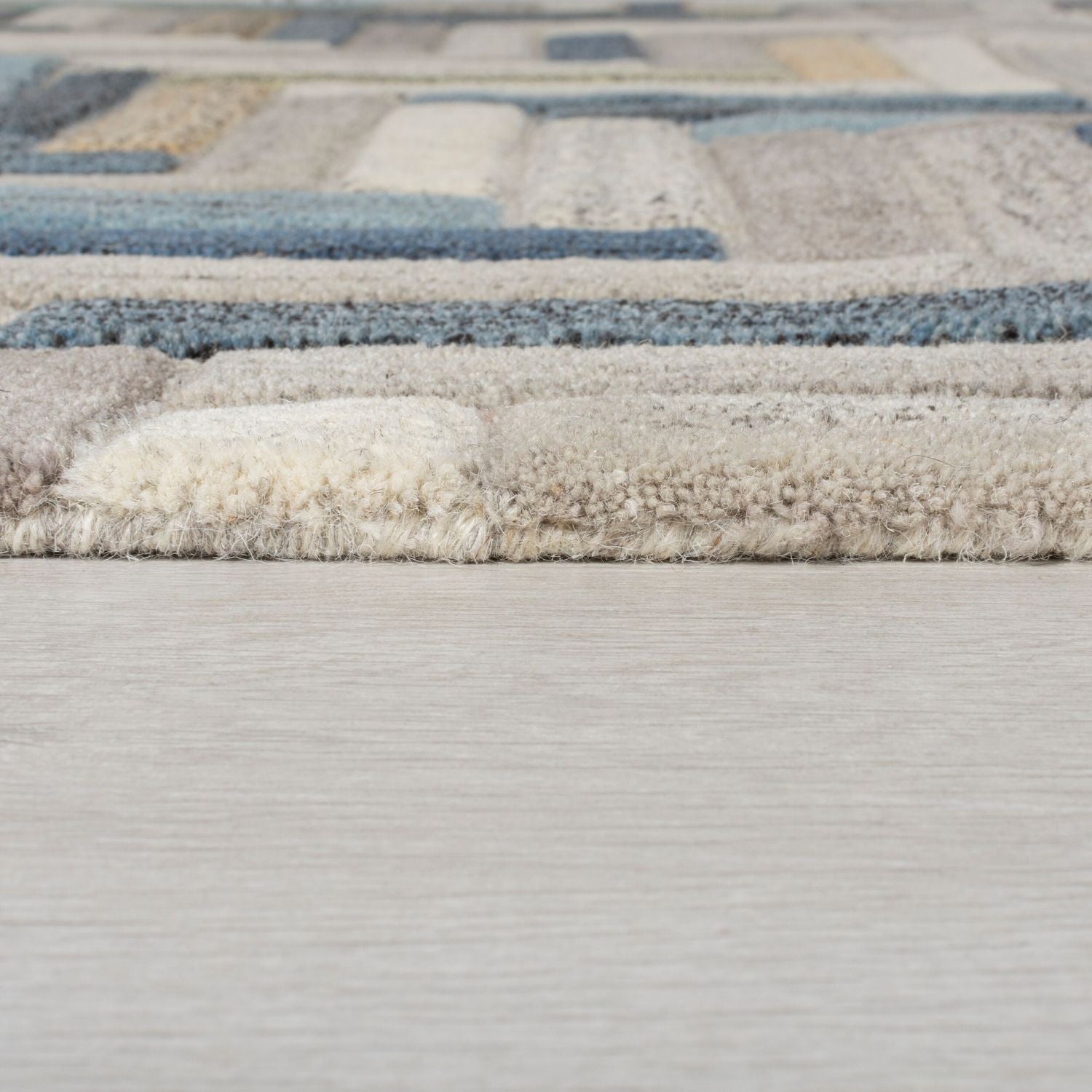 Beige Tapijt Laagpolig Wollen Vloerkleed - Omid Geometric Wool
