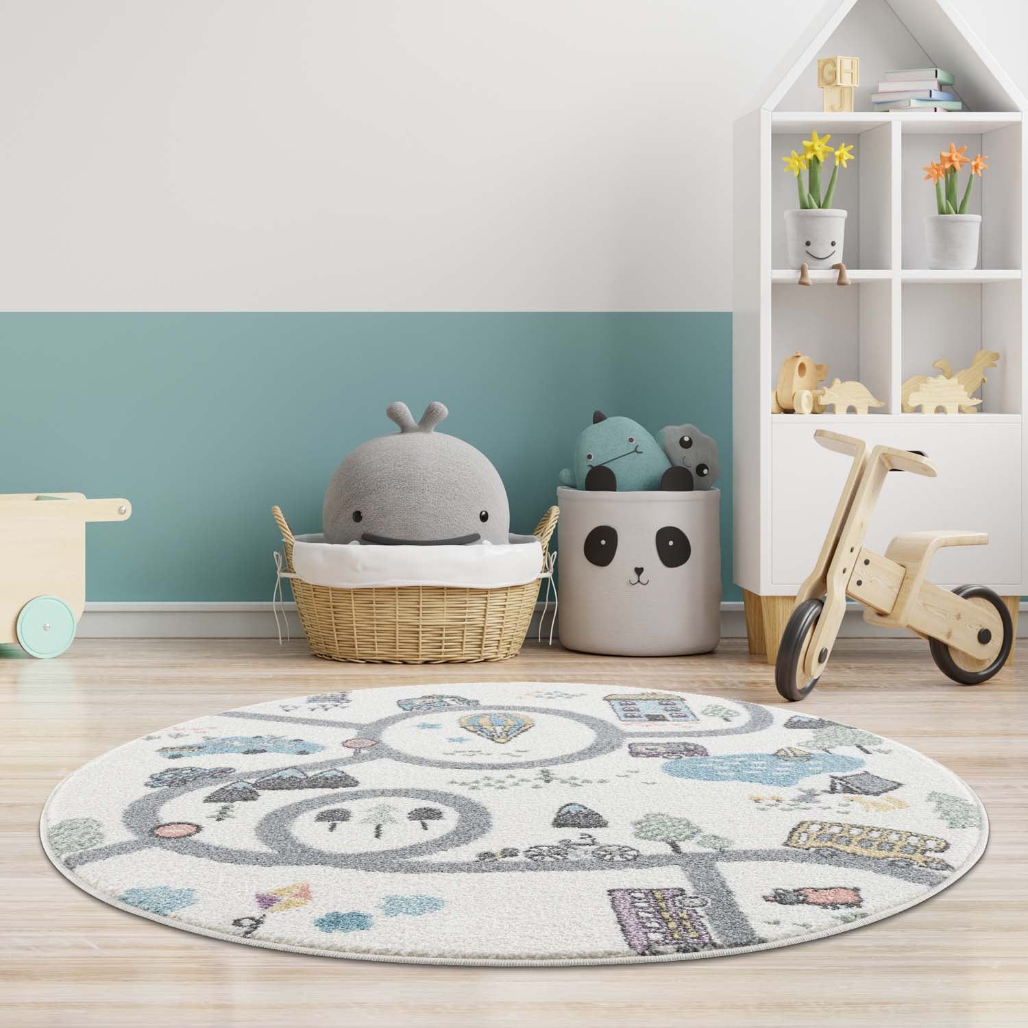 Kindertapijt Omid Straatplezier Crème Vloerkleed