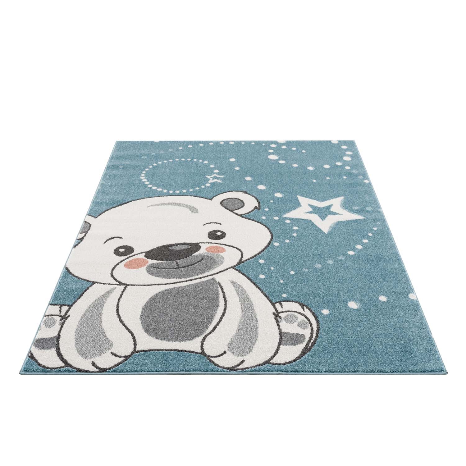 Kindertapijt Omid Little Cute Bear Blauw Vloerkleed