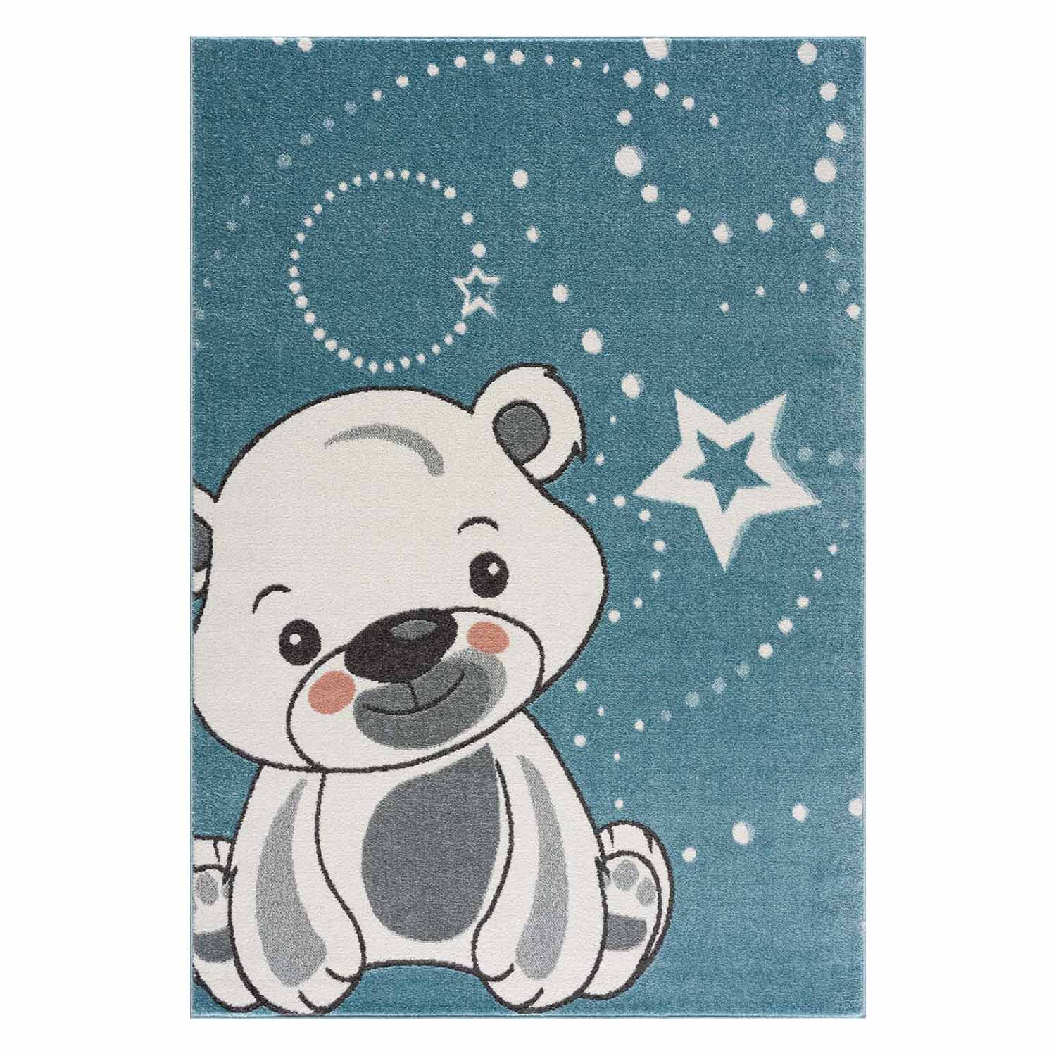 Kindertapijt Omid Little Cute Bear Blauw Vloerkleed