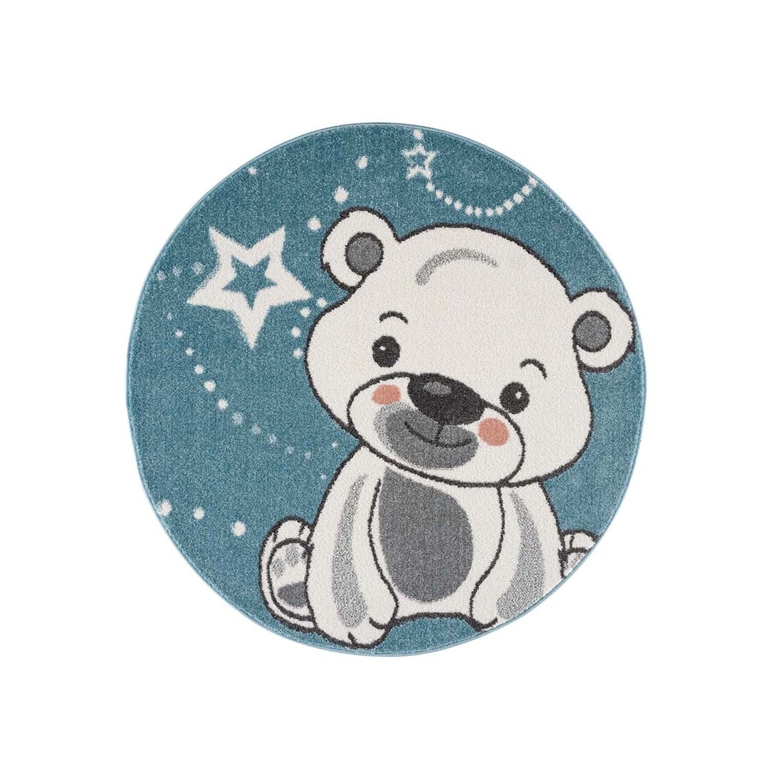 Kindertapijt Omid Little Cute Bear Blauw Vloerkleed