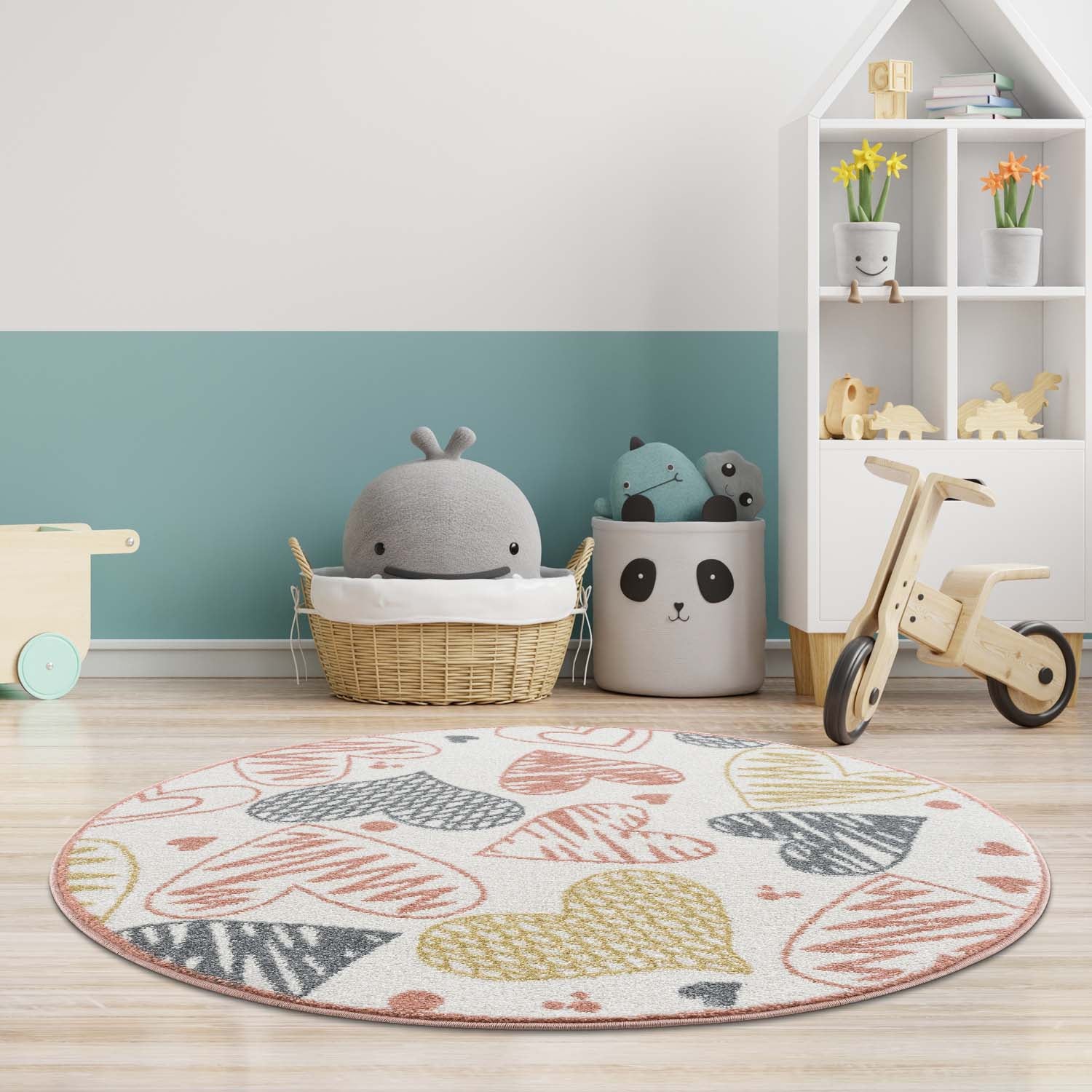 Kindertapijt Omid Artsy Hartjes Crème Vloerkleed
