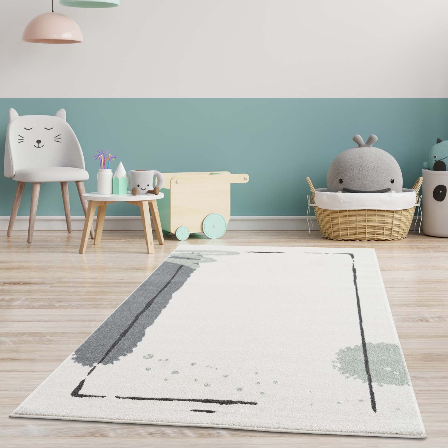 Kindertapijt Omid Artsy Groen Vloerkleed