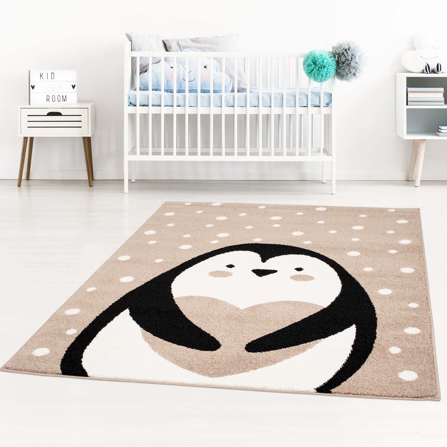 Kindertapijt Omid Pinguïn Beige Vloerkleed - Omid Carpets