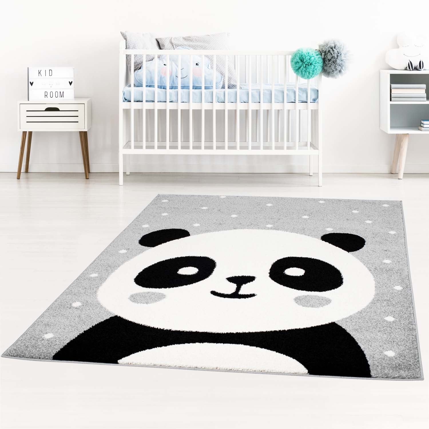 Kindertapijt Omid Pandaoogjes Grijs Vloerkleed - Omid Carpets
