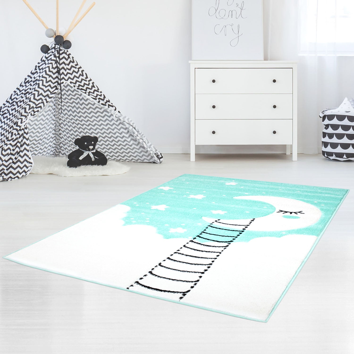 Kindertapijt Omid Maantje Munt Vloerkleed - Omid Carpets
