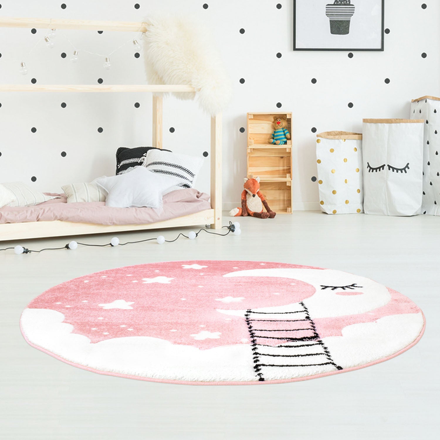 Kindertapijt Omid Maantje Roos Vloerkleed - Omid Carpets