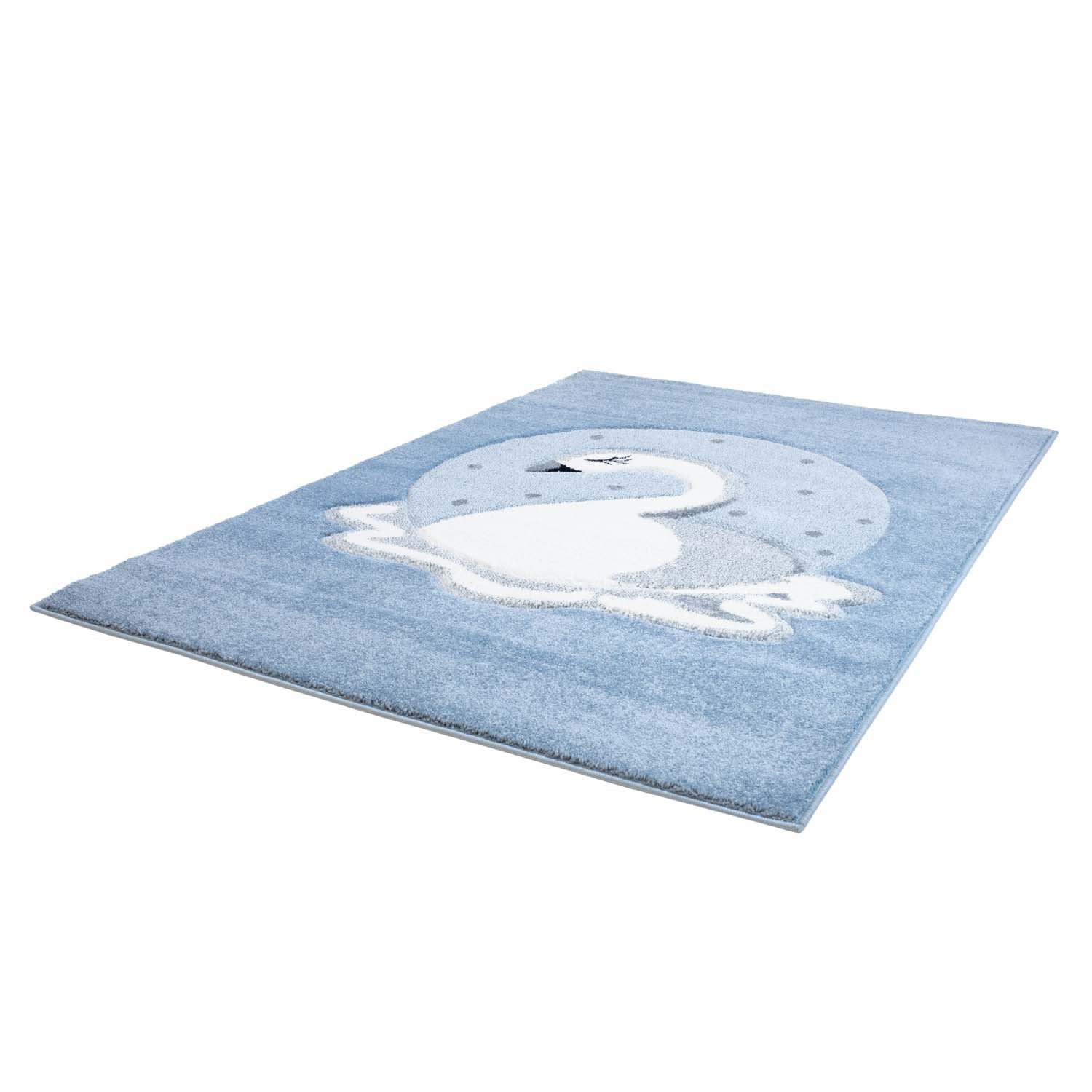 Kindertapijt Omid Zwaan Blauw Vloerkleed - Omid Carpets