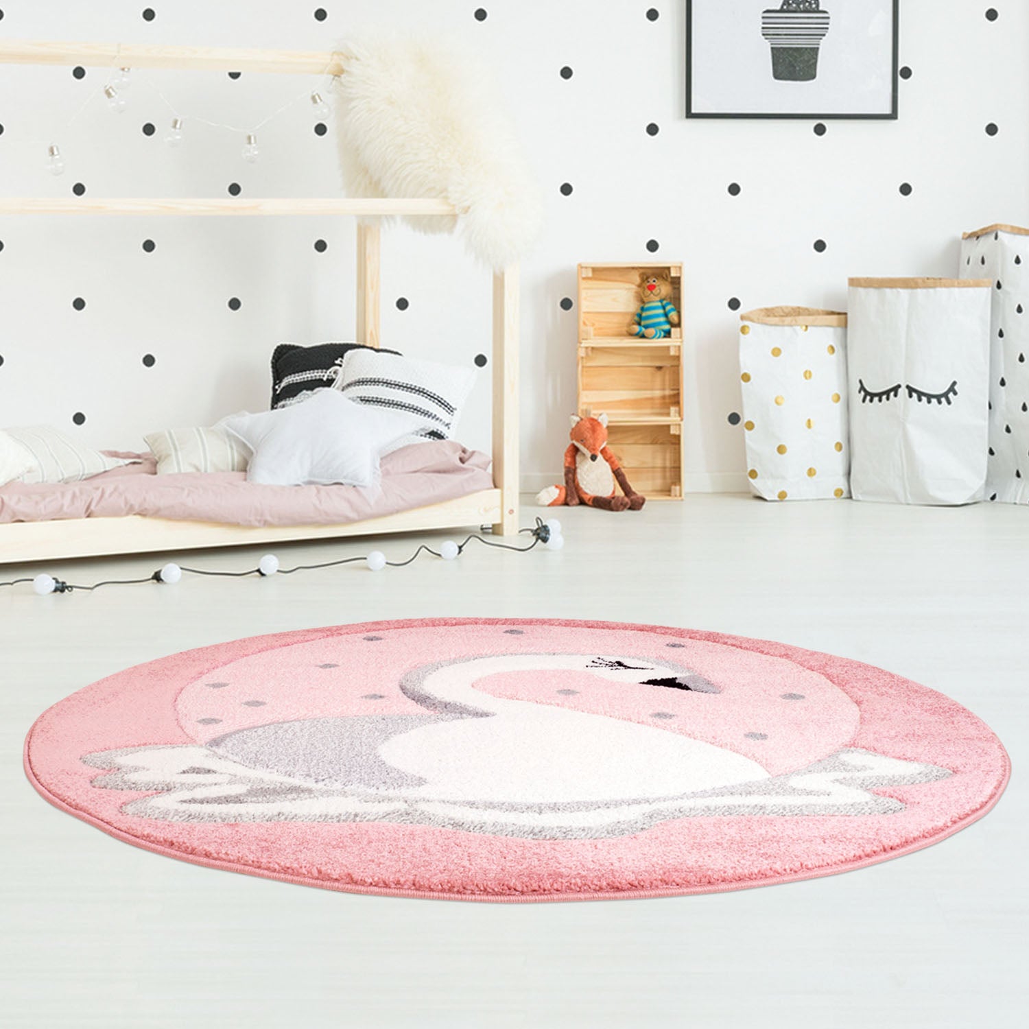 Kindertapijt Omid Zwaan Roos Vloerkleed - Omid Carpets