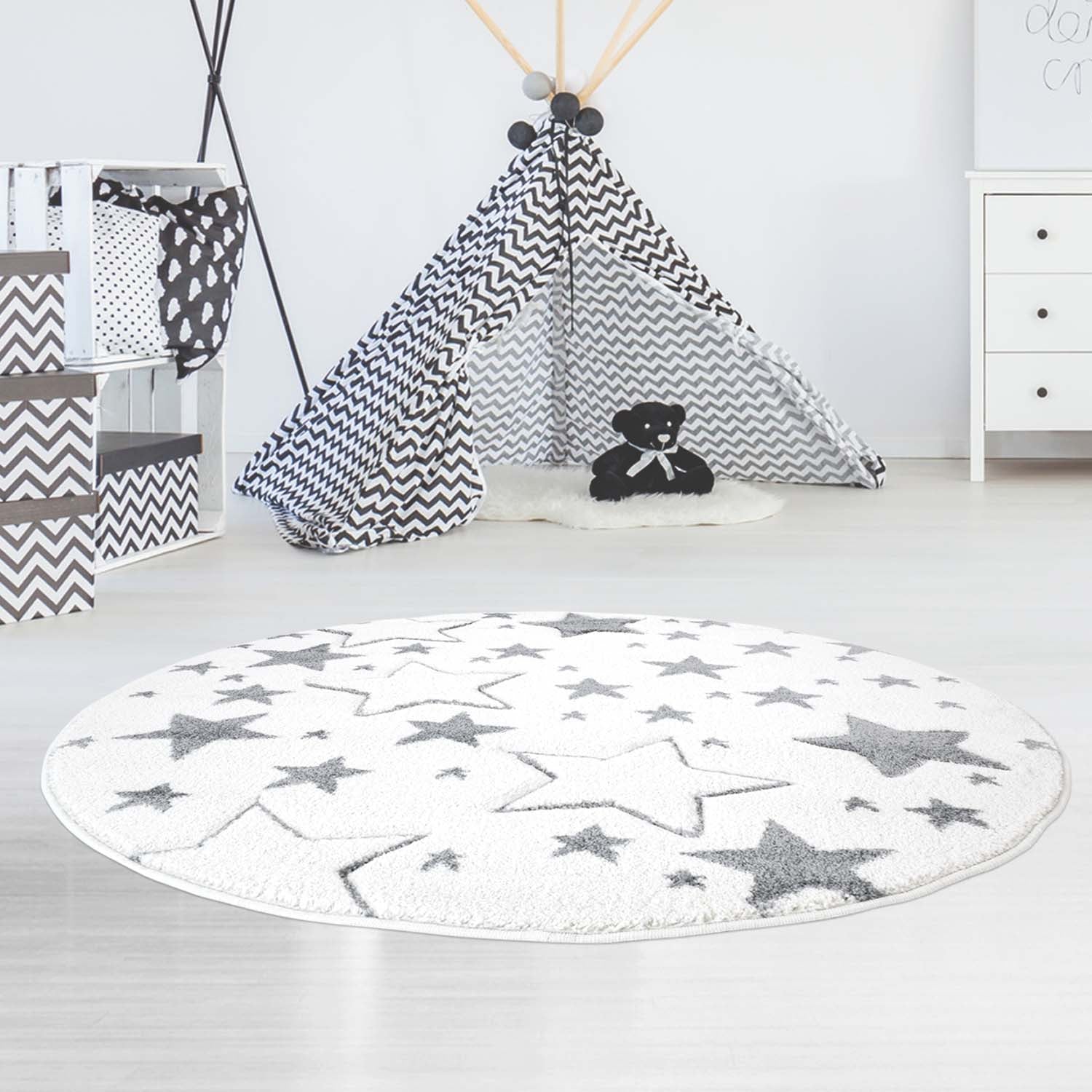 Kindertapijt Omid Sterretjes Crème Vloerkleed - Omid Carpets