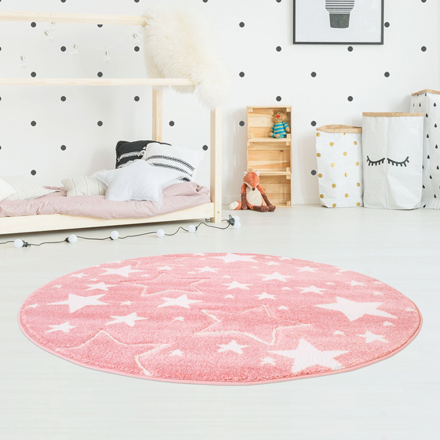 Kindertapijt Omid Sterretjes Roos Vloerkleed - Omid Carpets