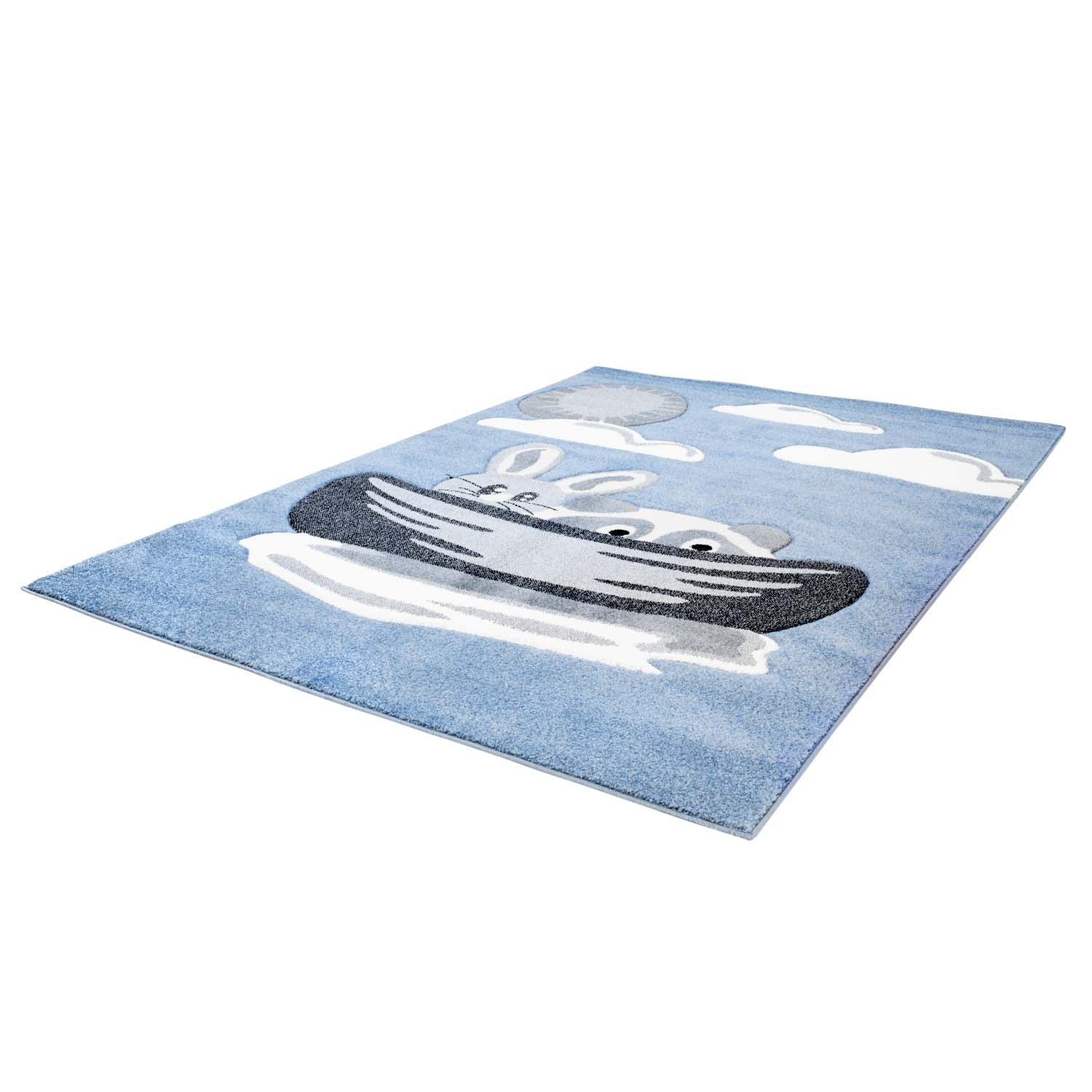 Kindertapijt Omid Rivierbootje Blauw Vloerkleed - Omid Carpets