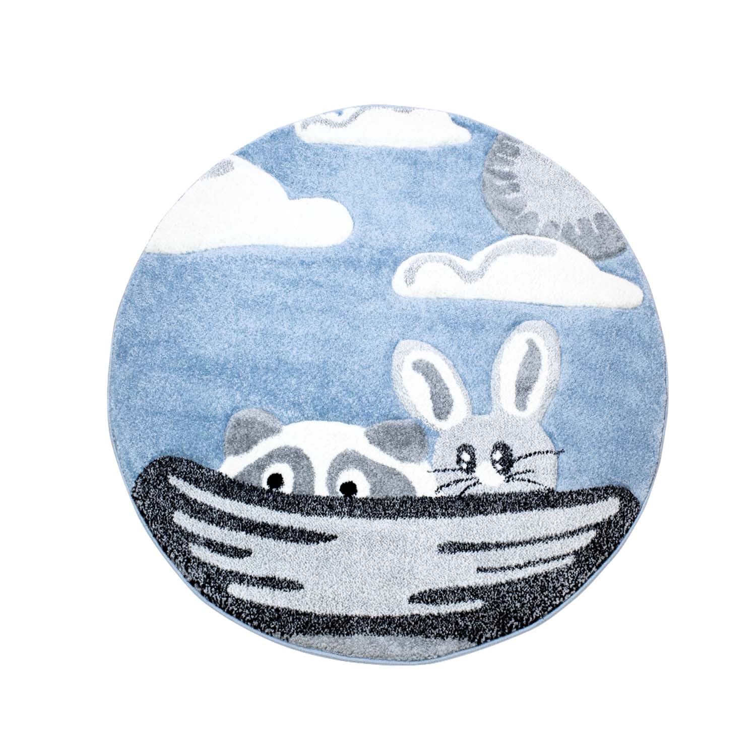 Kindertapijt Omid Rivierbootje Blauw Vloerkleed - Omid Carpets