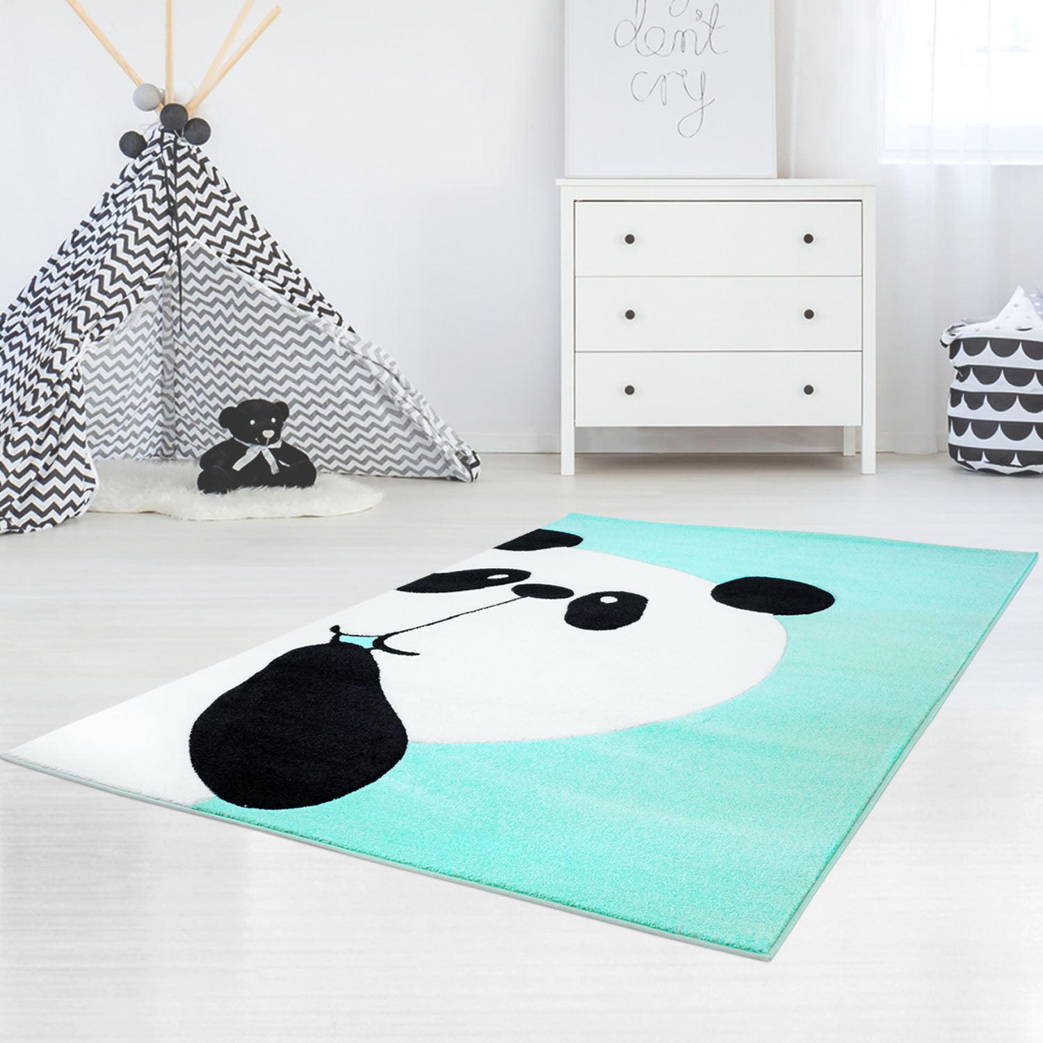 Kindertapijt Omid Panda Munt Vloerkleed - Omid Carpets