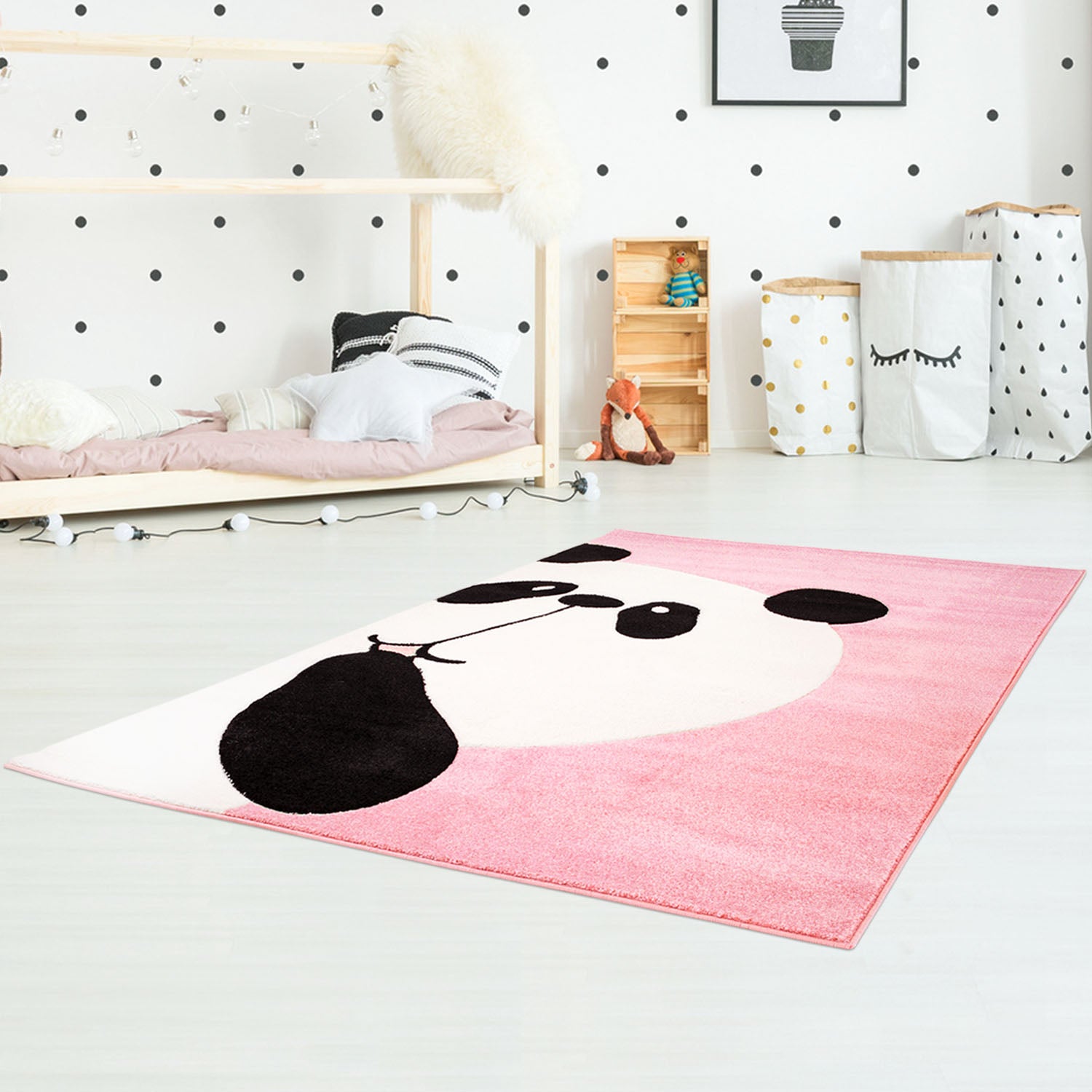 Kindertapijt Omid Panda Roos Vloerkleed - Omid Carpets