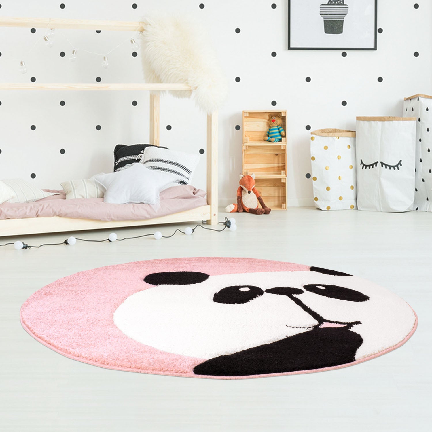 Kindertapijt Omid Panda Roos Vloerkleed - Omid Carpets