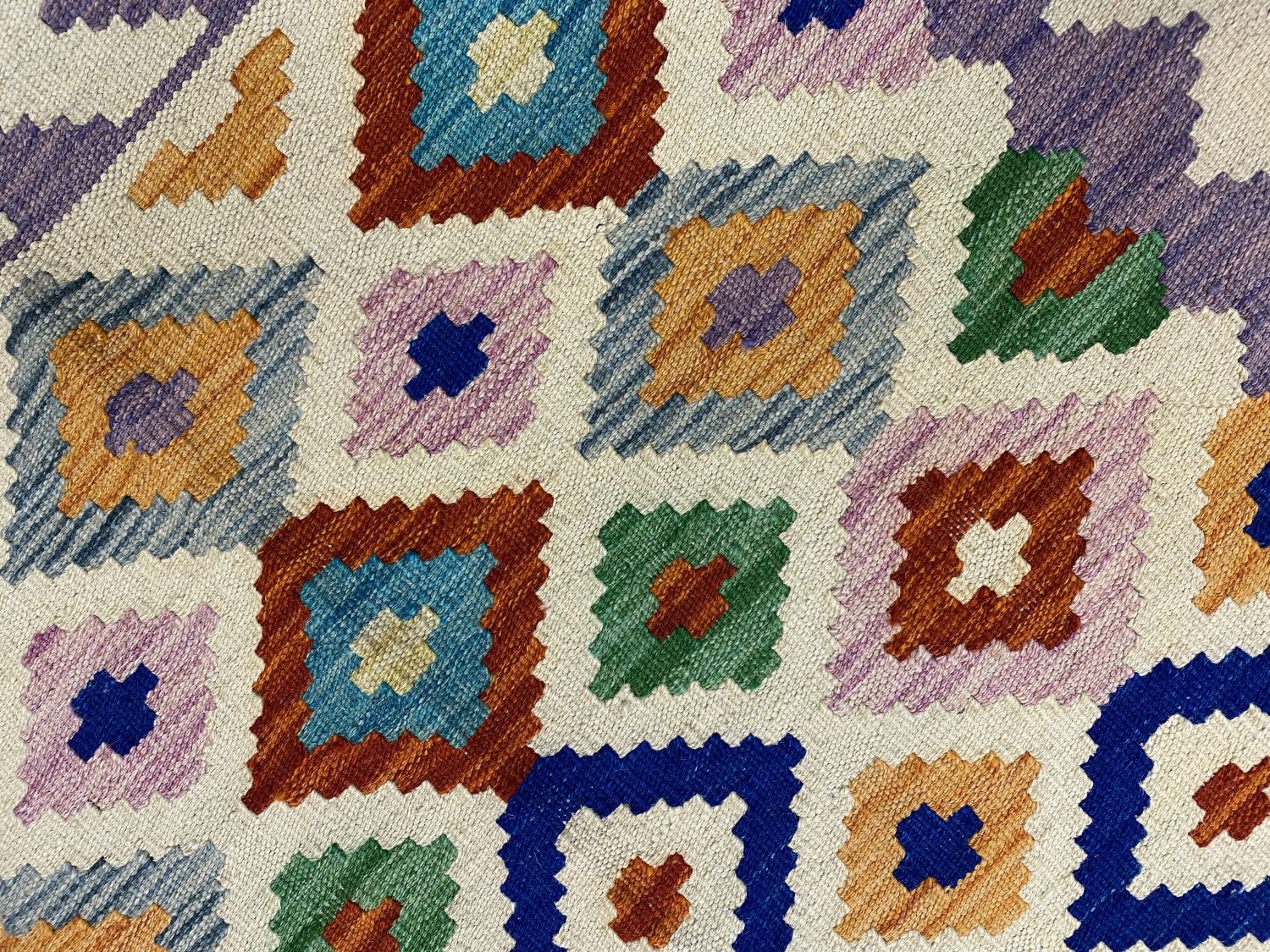 Kleurrijk Tapijt Laagpolig Handgeweven Wollen Vloerkleed - Omid Afghan Kelim Loper 300x80cm