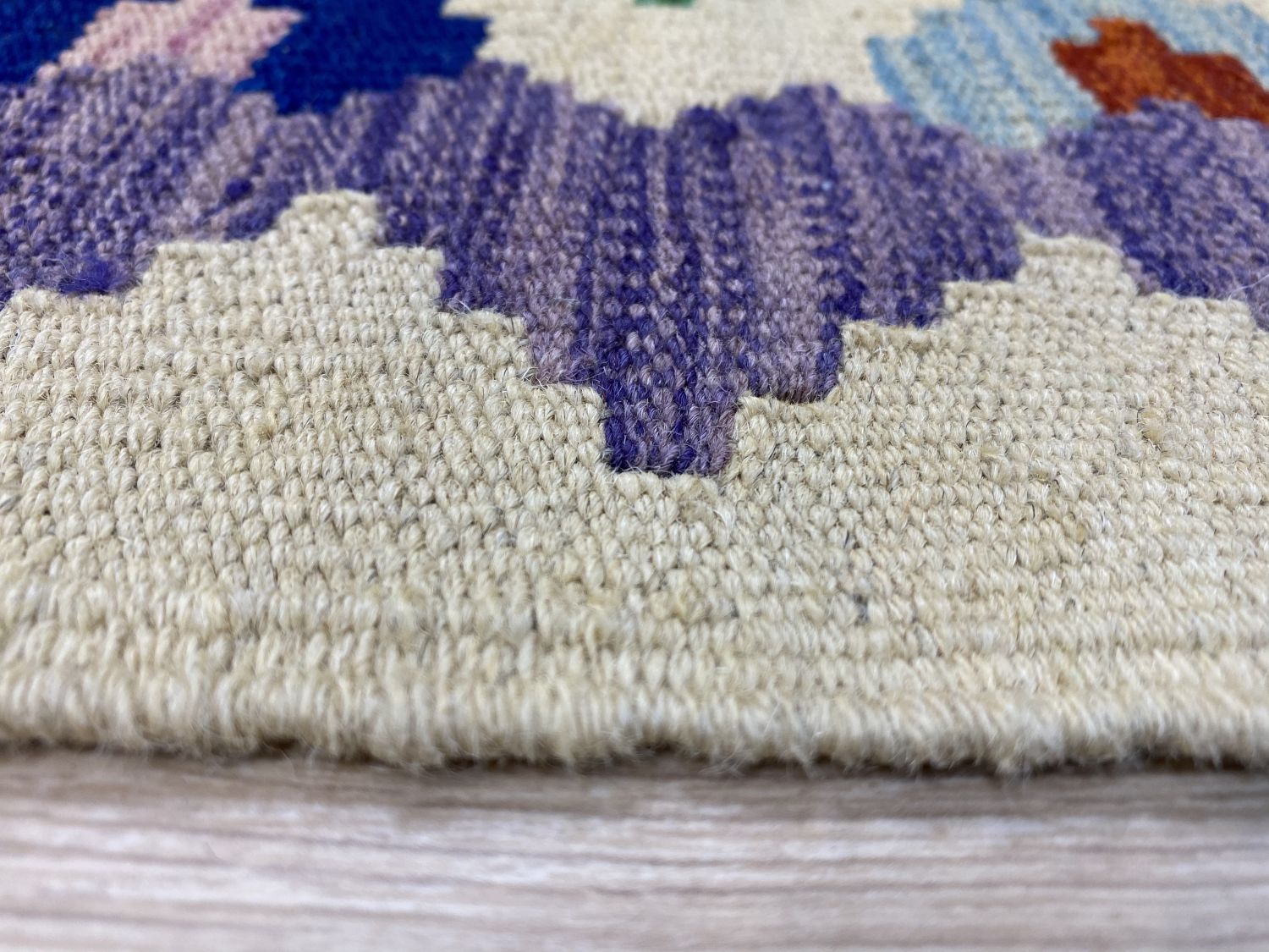 Kleurrijk Tapijt Laagpolig Handgeweven Wollen Vloerkleed - Omid Afghan Kelim Loper 300x80cm